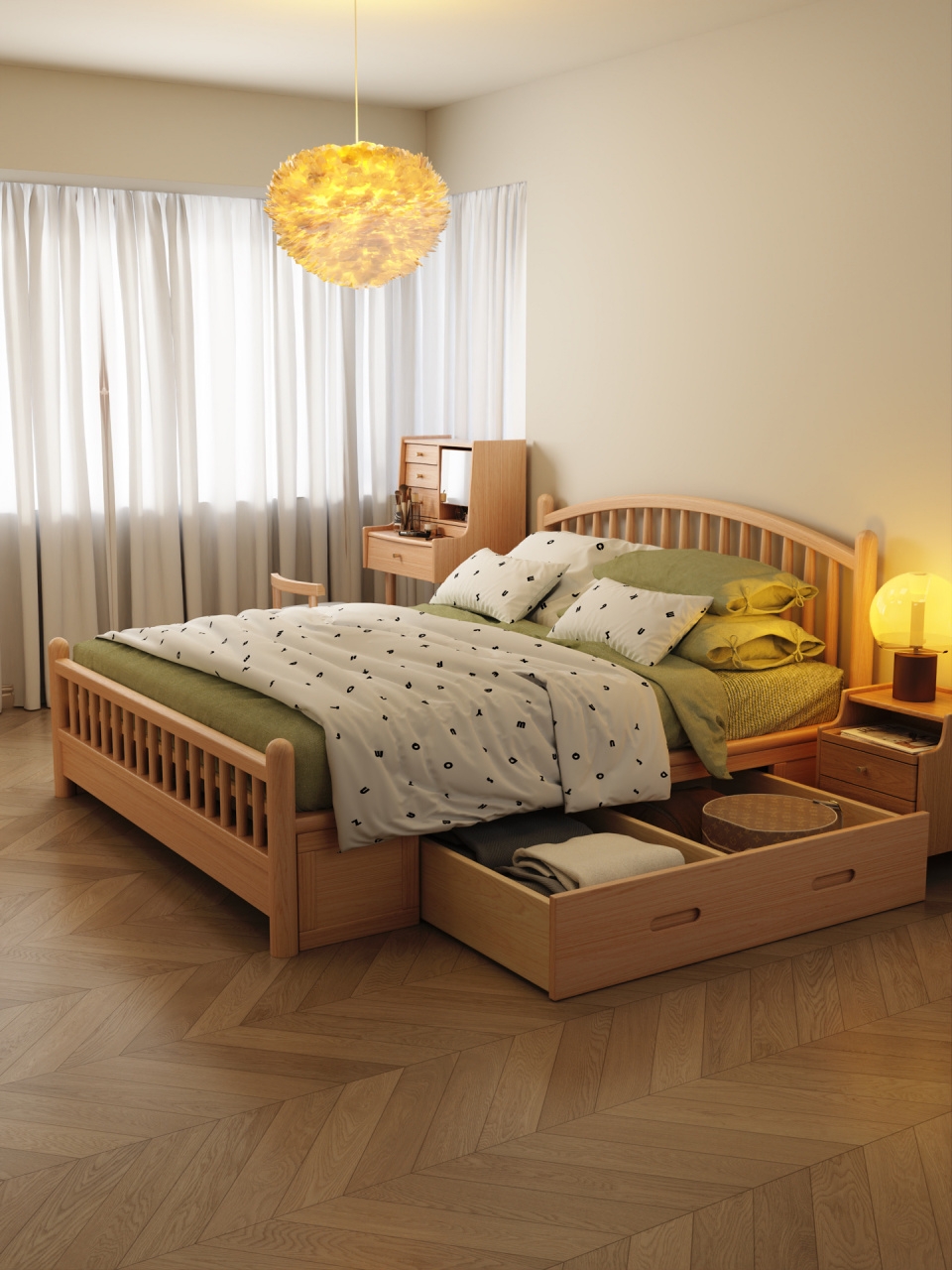 卧室|带4个大抽屉的储物床是收纳届天花板6015 94小户型真的无