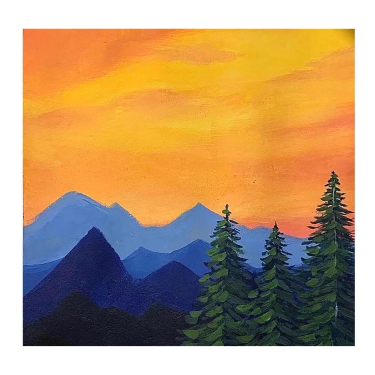 水粉画 夕阳95 临摹:straycat 感觉很适合我这种入门的用来练习 画