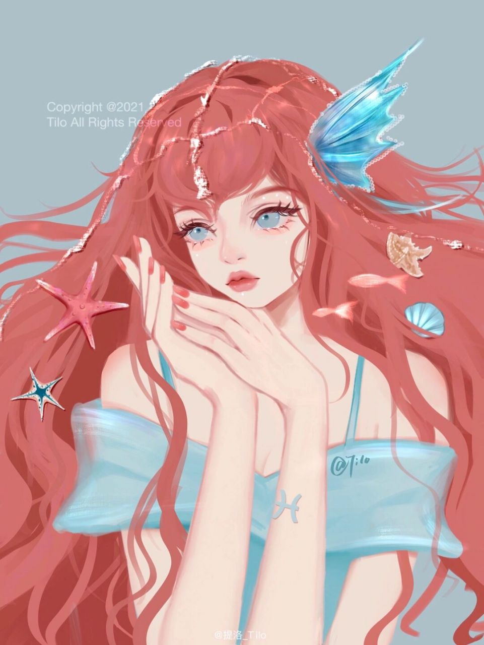 【十二星座仙女系列插画】双鱼座 今天是天真浪漫的双鱼7878