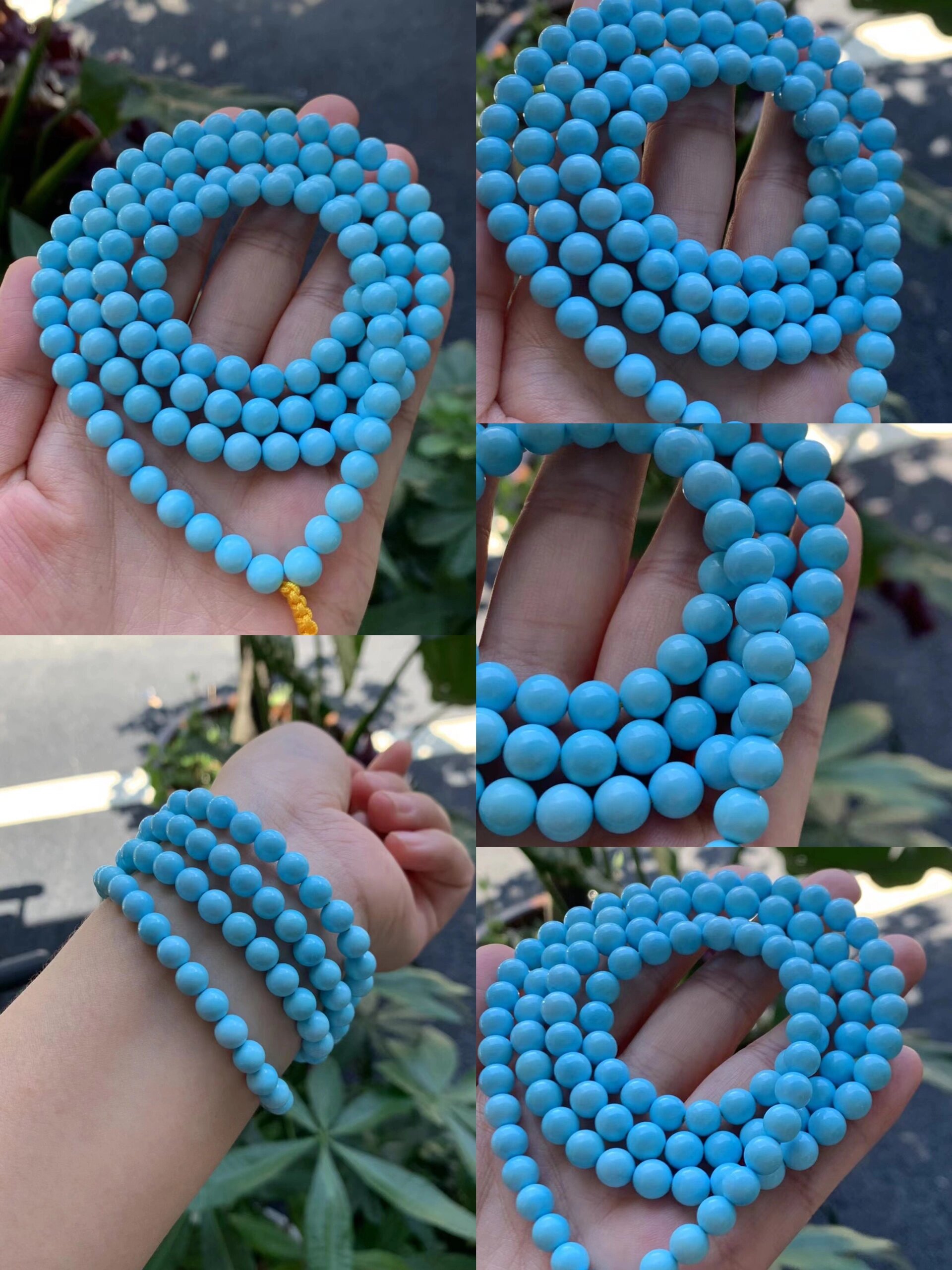 顺色一窝料精选,云盖寺高瓷蓝绿松石圆珠108 今天,来款惊艳的原矿高瓷