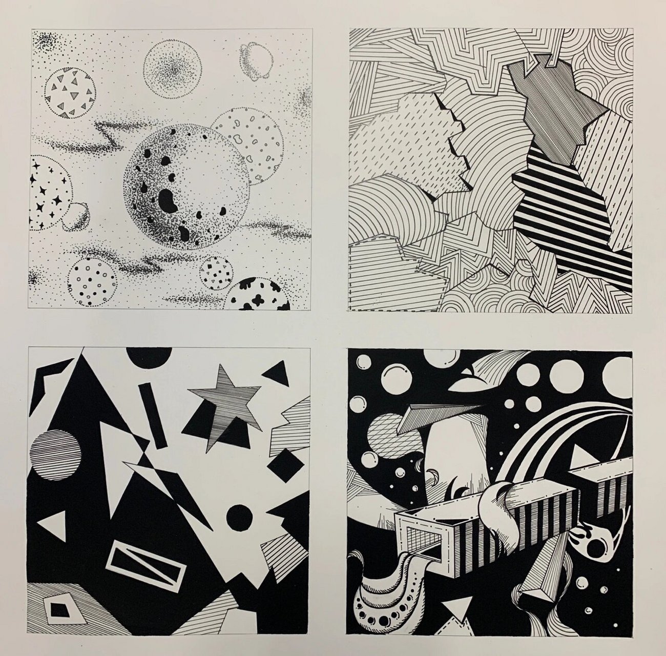 平面构成-点线面结合 我画的都是15*15的 点 线都是自己原创作品 面和