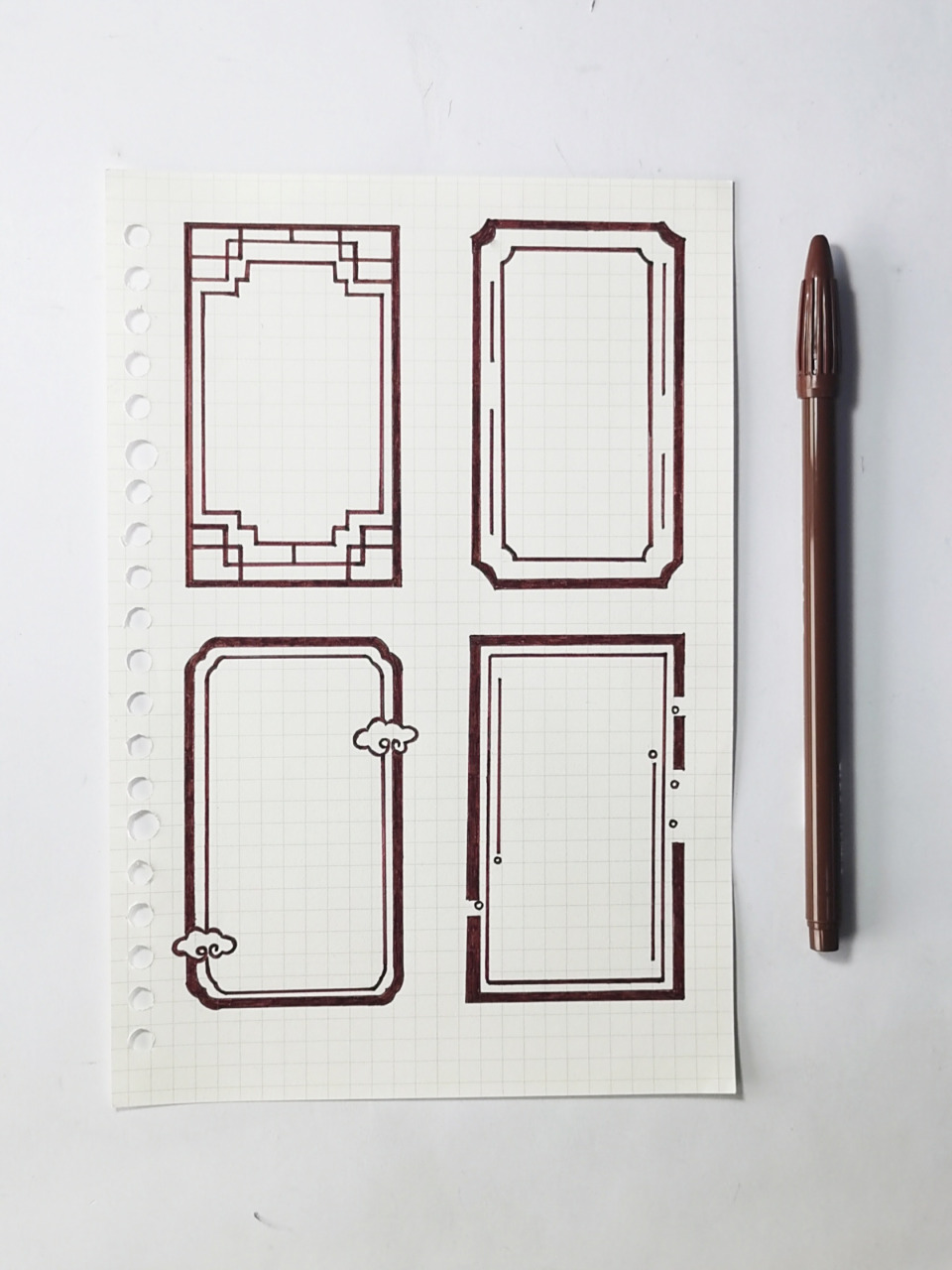 中国风手帐边框系列|手帐素材简笔画 传统古风边框系列二来啦,今天520