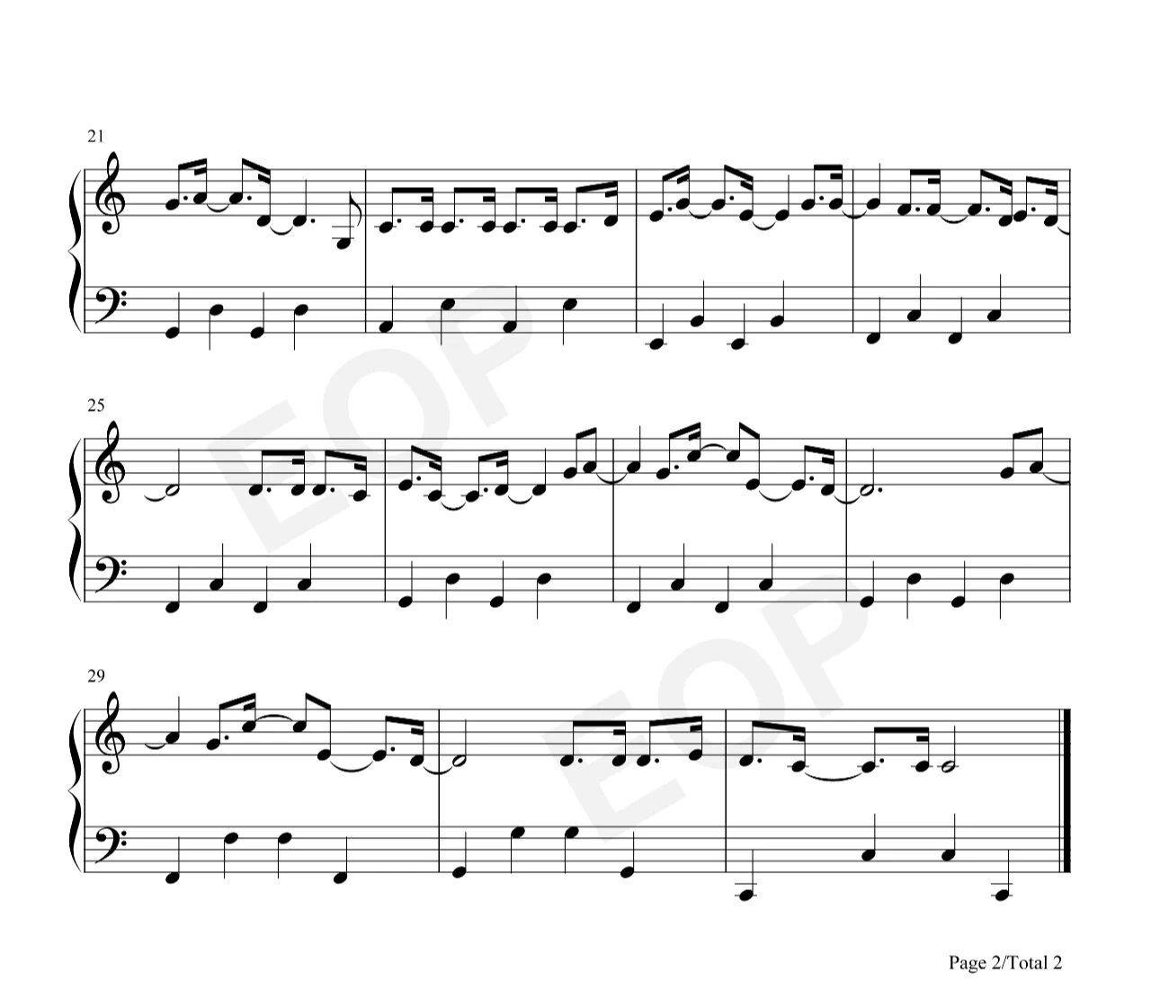 钢琴谱《lemon tree》