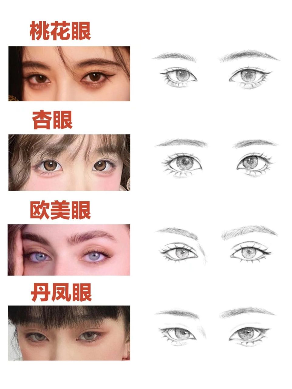 不同眼睛的画法(女生篇 几种不同眼型的画法练习,分享一下 步骤: ①