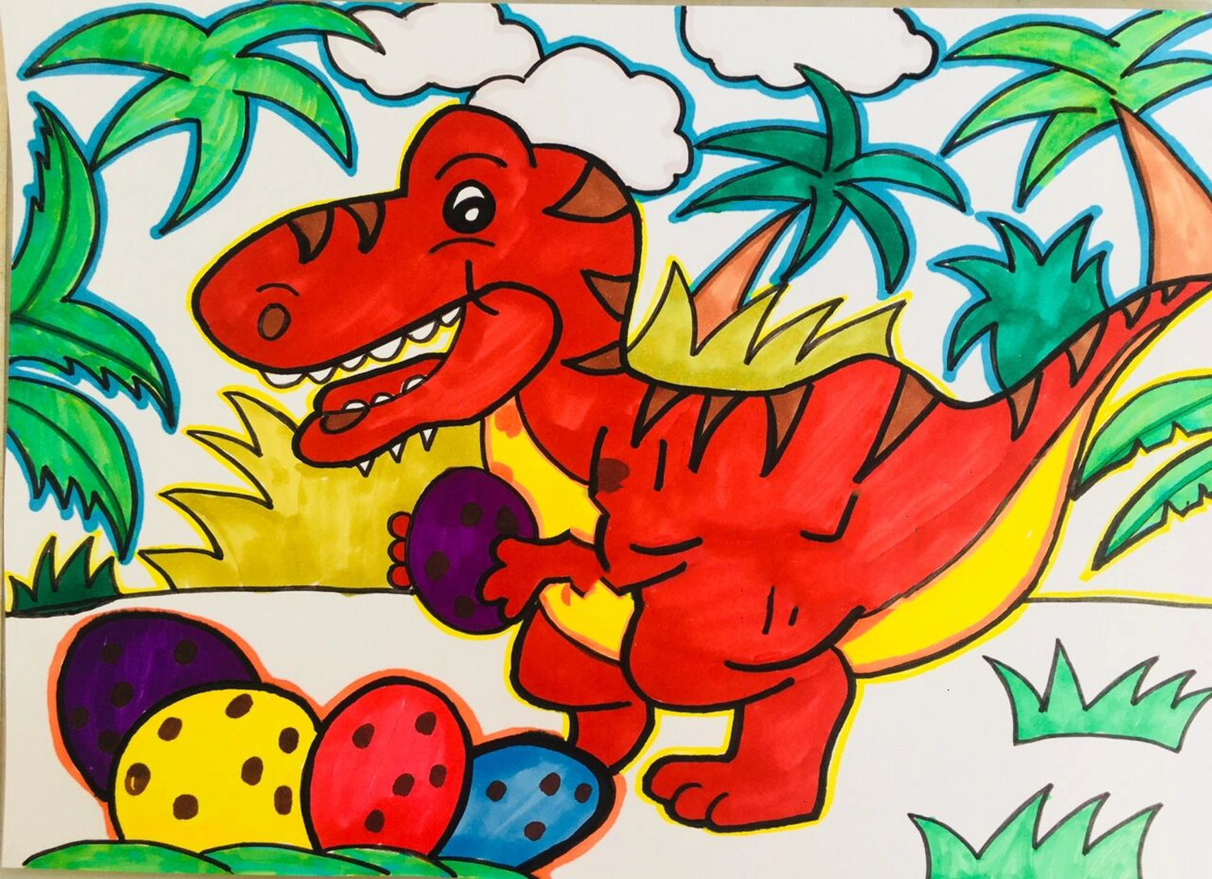 儿童简笔画-60.恐龙之卡通霸王龙 每天坚持打卡,加油949494