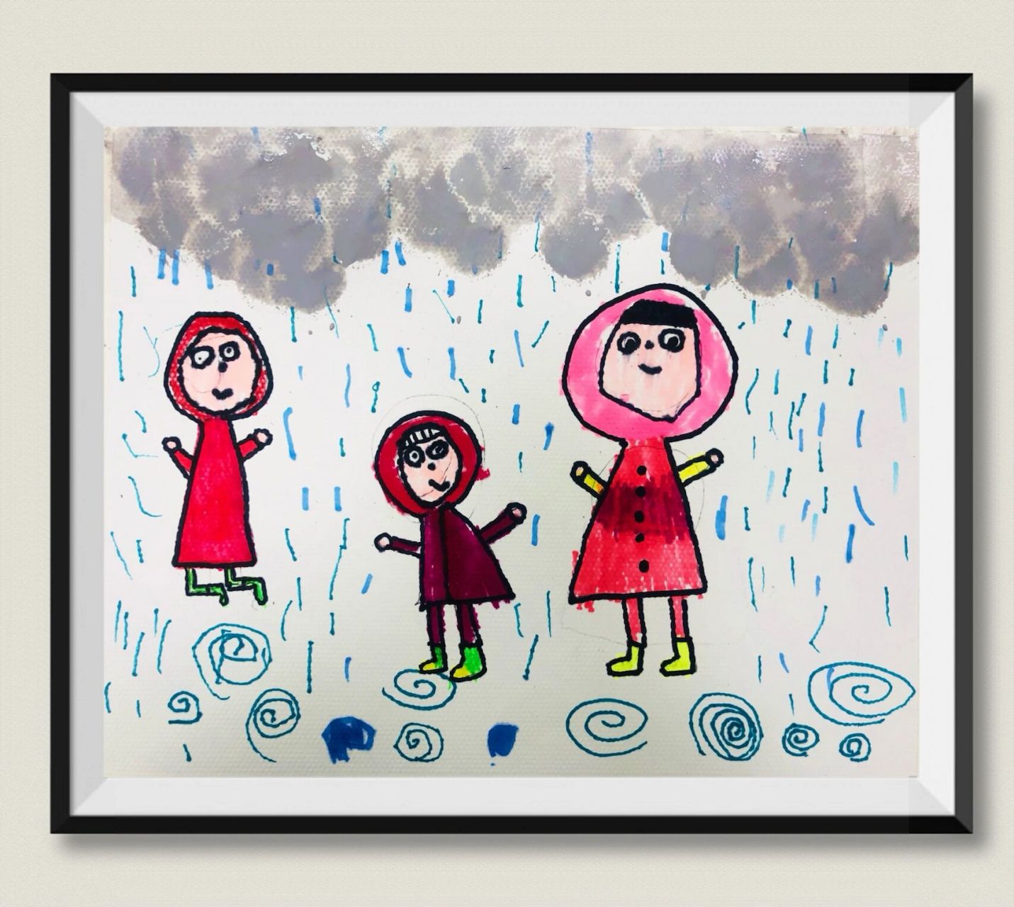 水粉画 马克笔画 幼儿班作品名称《下雨天》 97知识点:通过视频了解