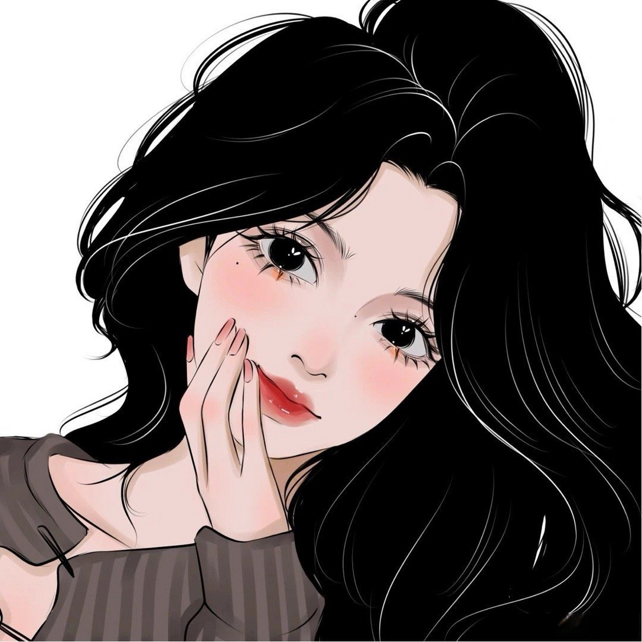 手绘女生头像|人像插画分享 #百家号星火计划