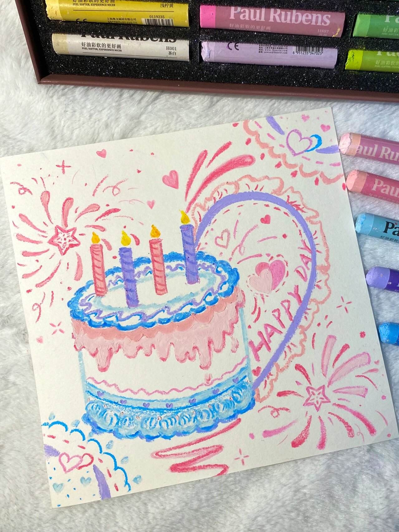 油画棒|涂鸦·生日蛋糕