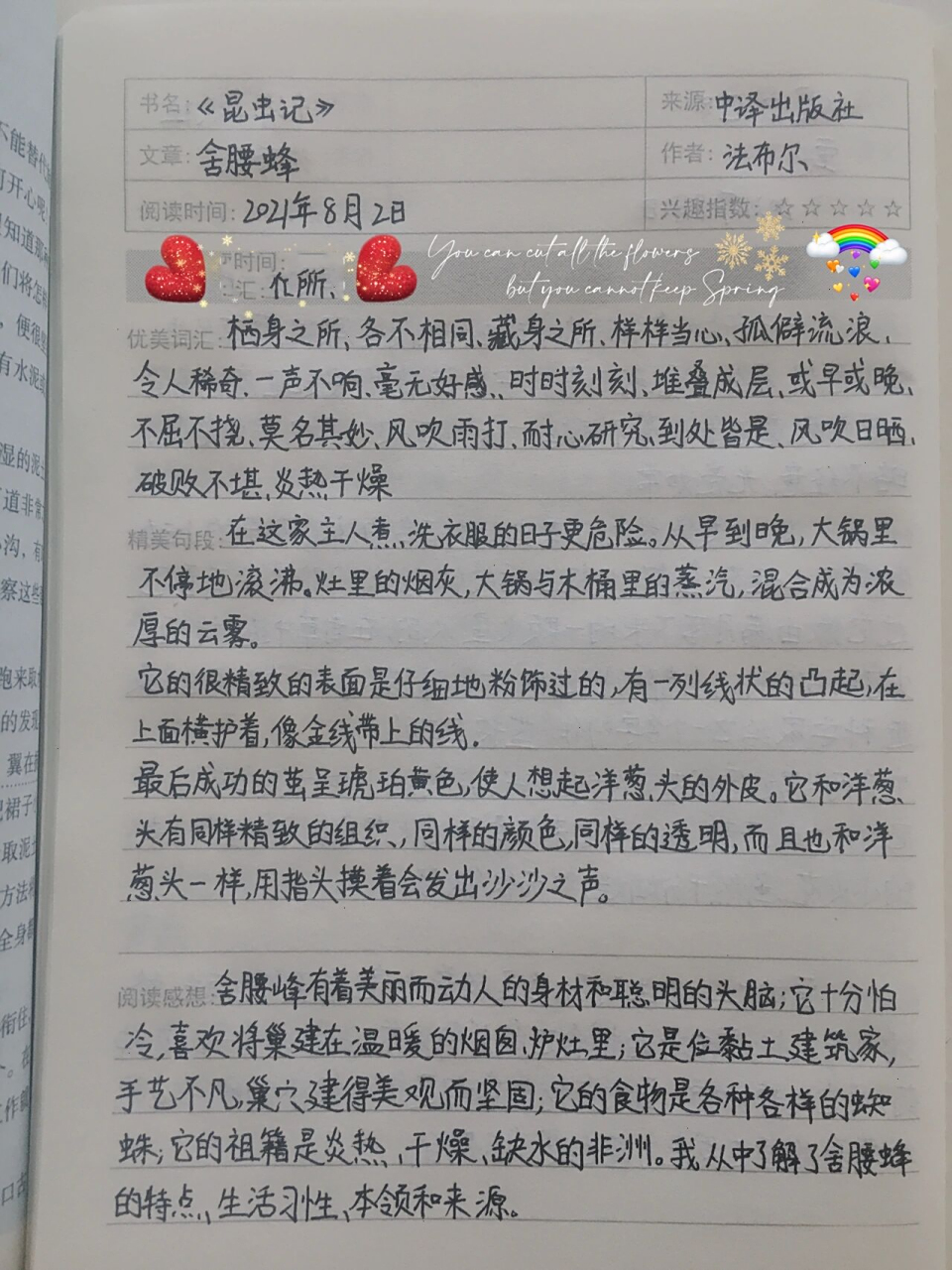 《昆虫记》读书笔记 舍腰蜂 被管虫