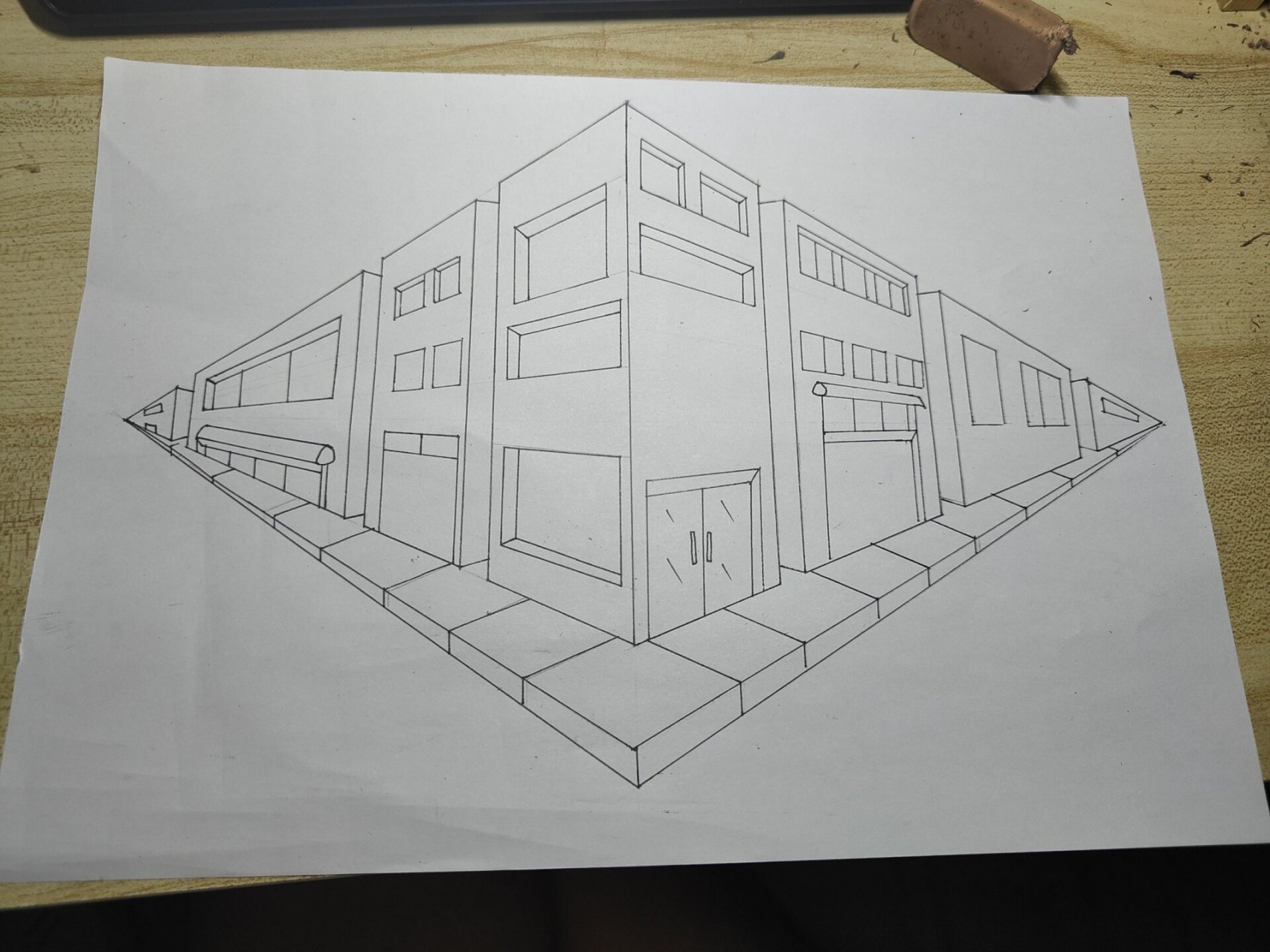 两点透视 大二学了好多关于透视的,大三全忘记了,只能画出最简单的