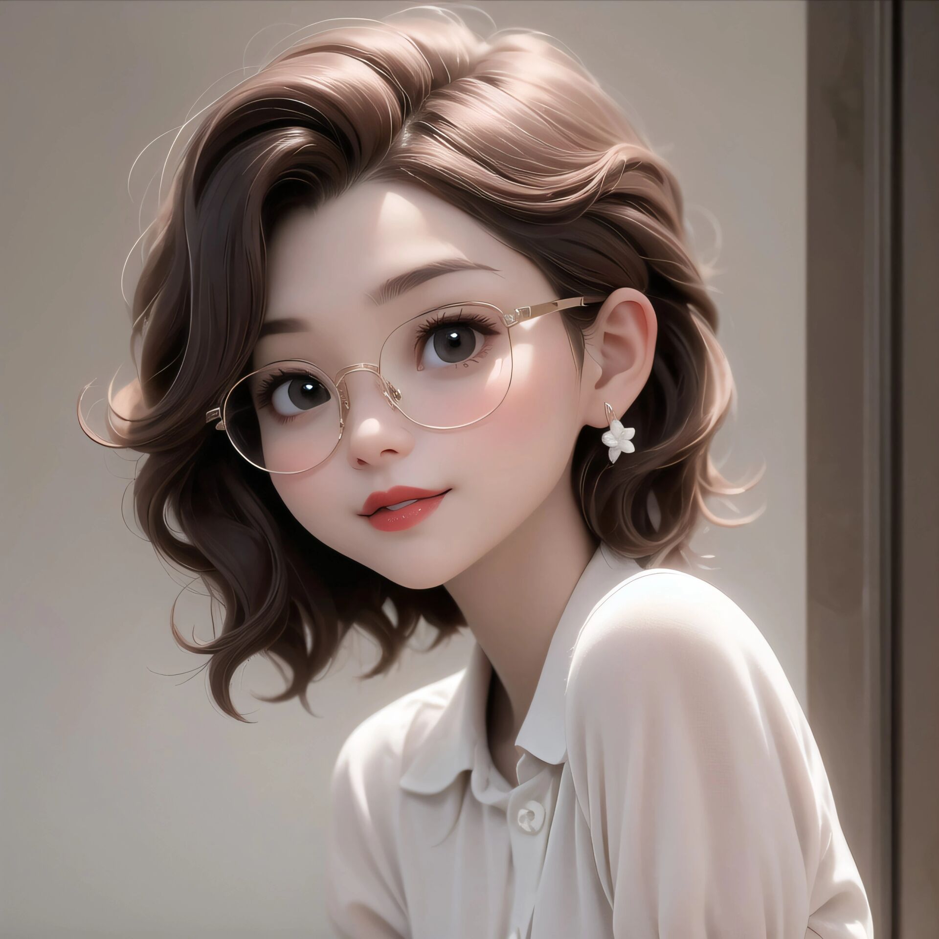 迪士尼公主风头像短发戴眼镜女生头像