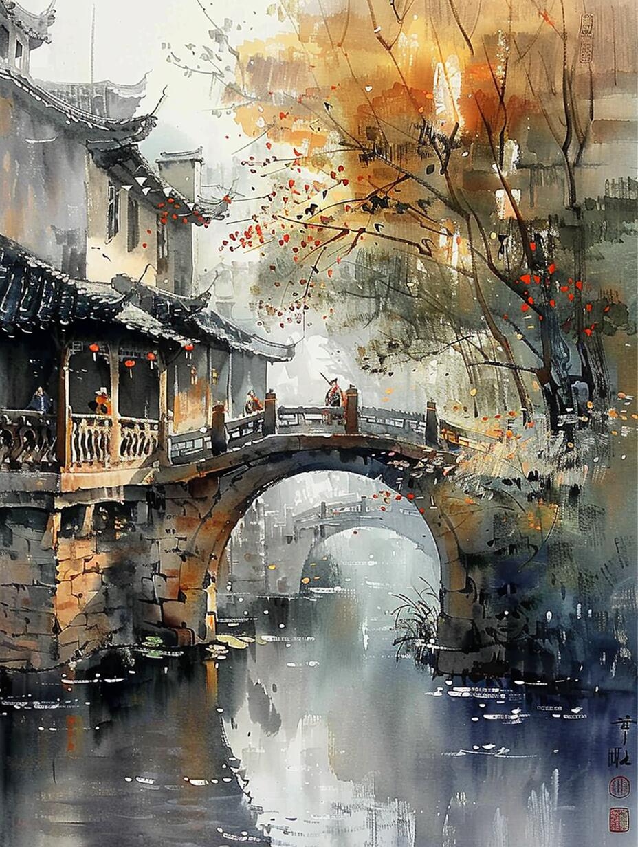 ai水墨|江南水乡