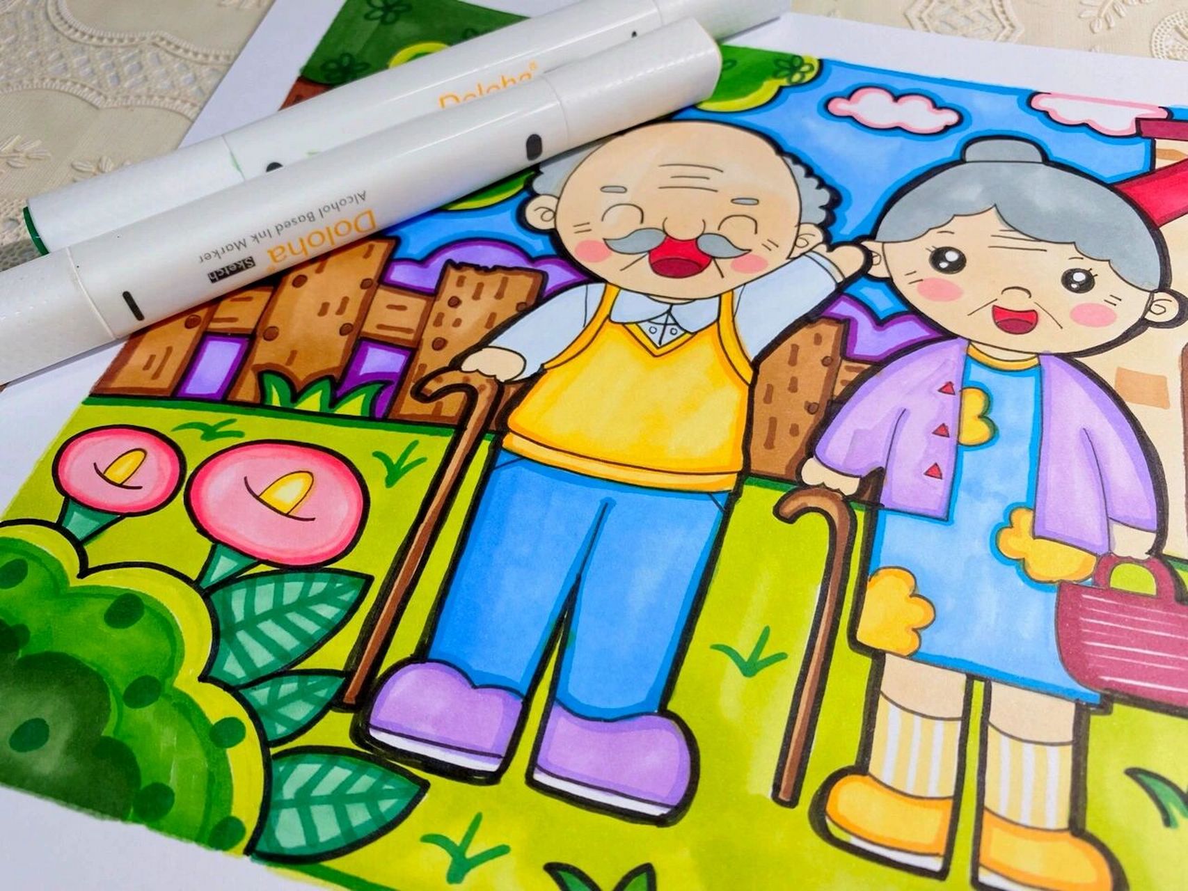 00儿童画/《爷爷奶奶》 素材原创9799(儿童画)