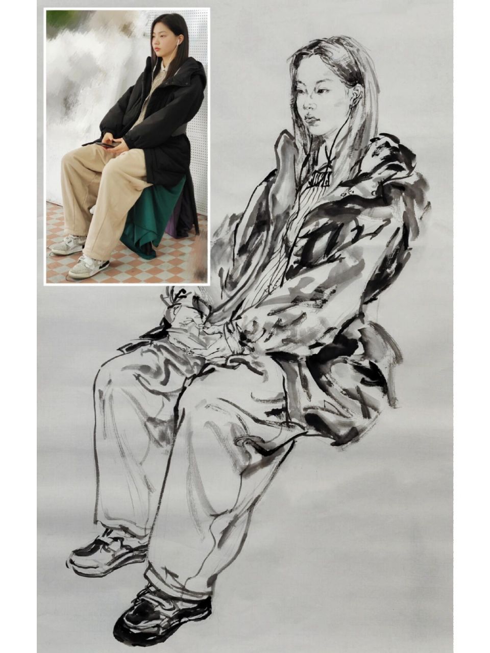 国画写意人物|全身像写生示范 新年开工首更(原谅拖延星人过了元宵才