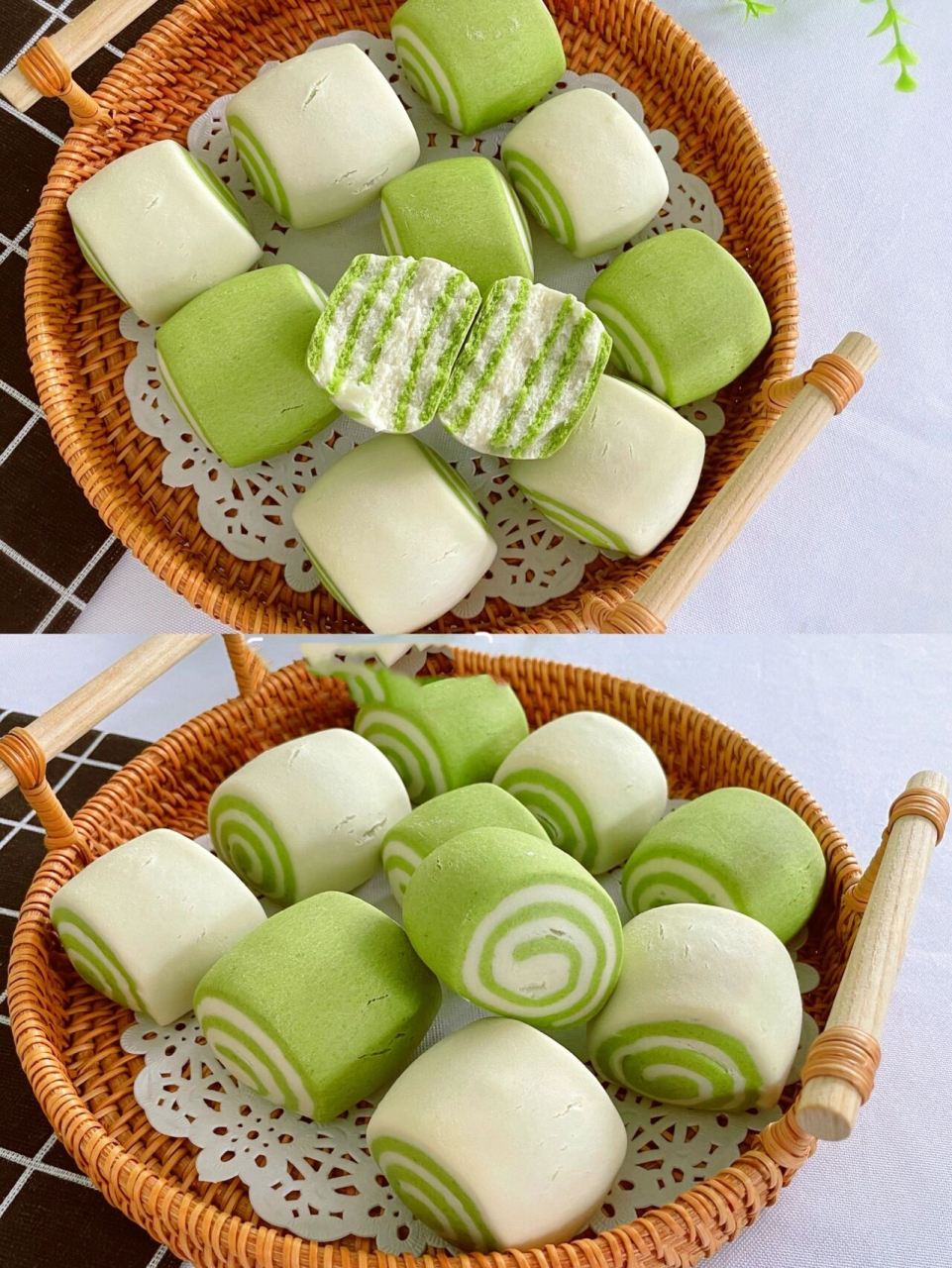 冬日里的小清新91菠菜双色馒头,治愈心情 最近的菠菜便宜啦,作为一