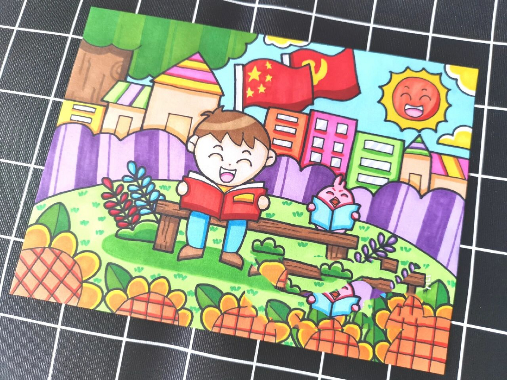 儿童画打卡 第27天|我爱读书 我爱读书主题儿童画,也可用于读书日主题