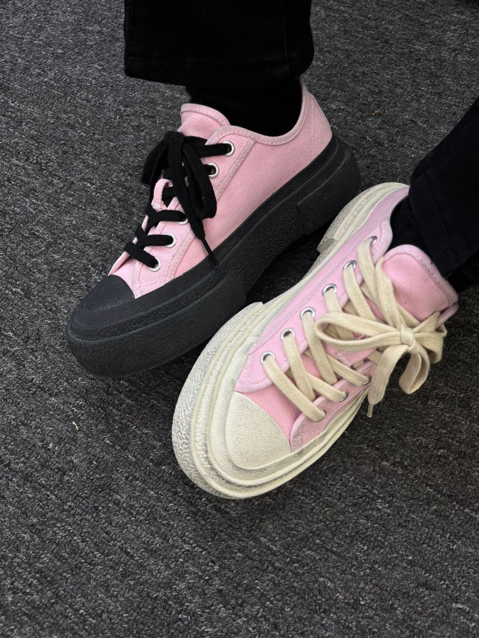 偏爱厚底鞋|blackpink"小黑粉"出街不撞款  甜酷风格的厚底帆布鞋
