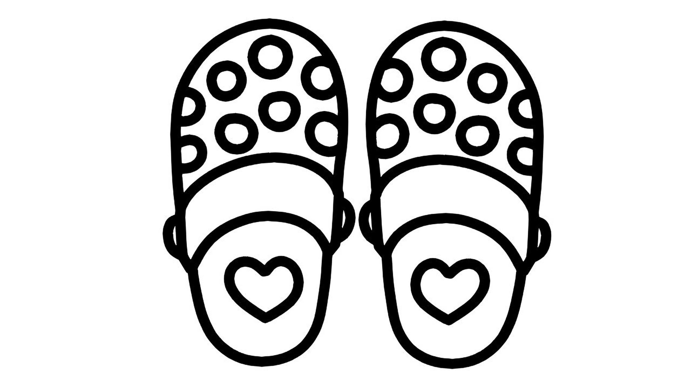 02【简笔画素材分享25】6双卡通拖鞋 分享6款卡通拖鞋高清线稿素材