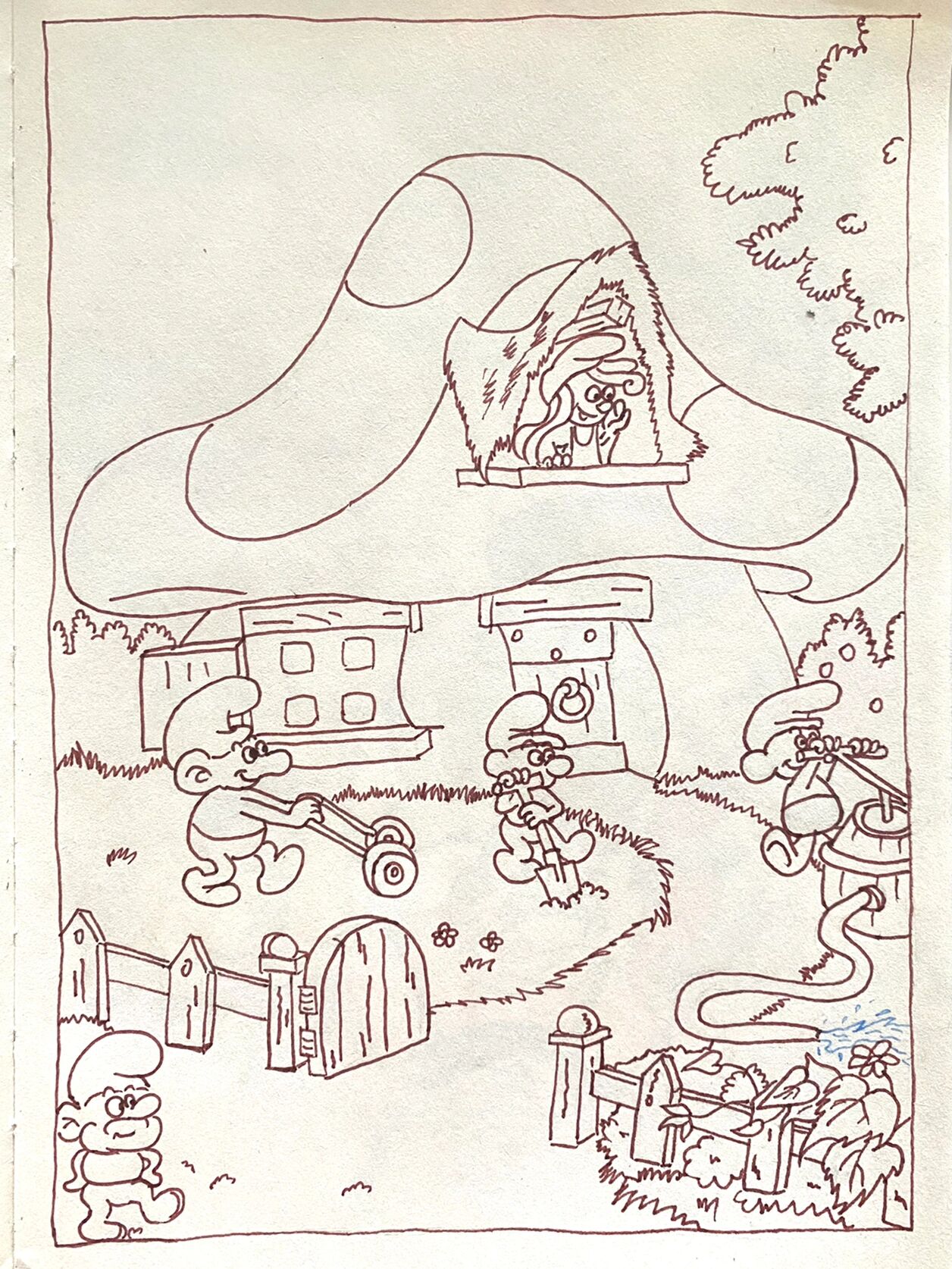 哦～可爱的蓝精灵0269♀15 简笔画 在那山的那边海的那边 有一