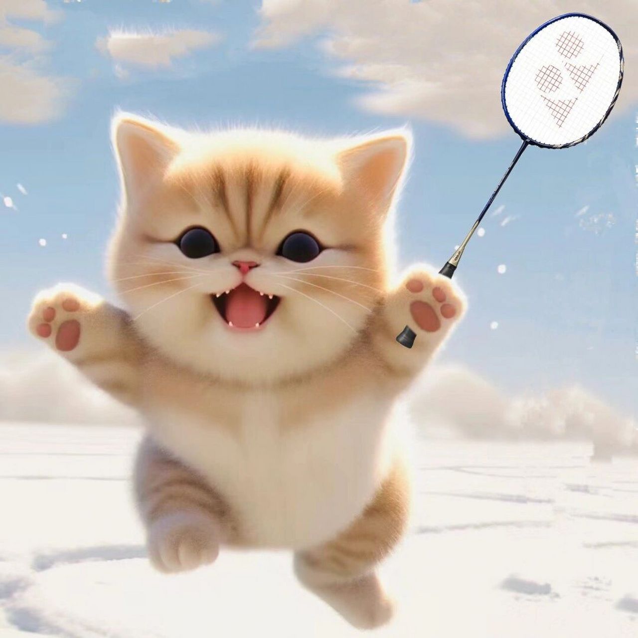 超级可爱的猫咪9615微信头像 喜欢打羽毛球的宝贝可以存起来啦!