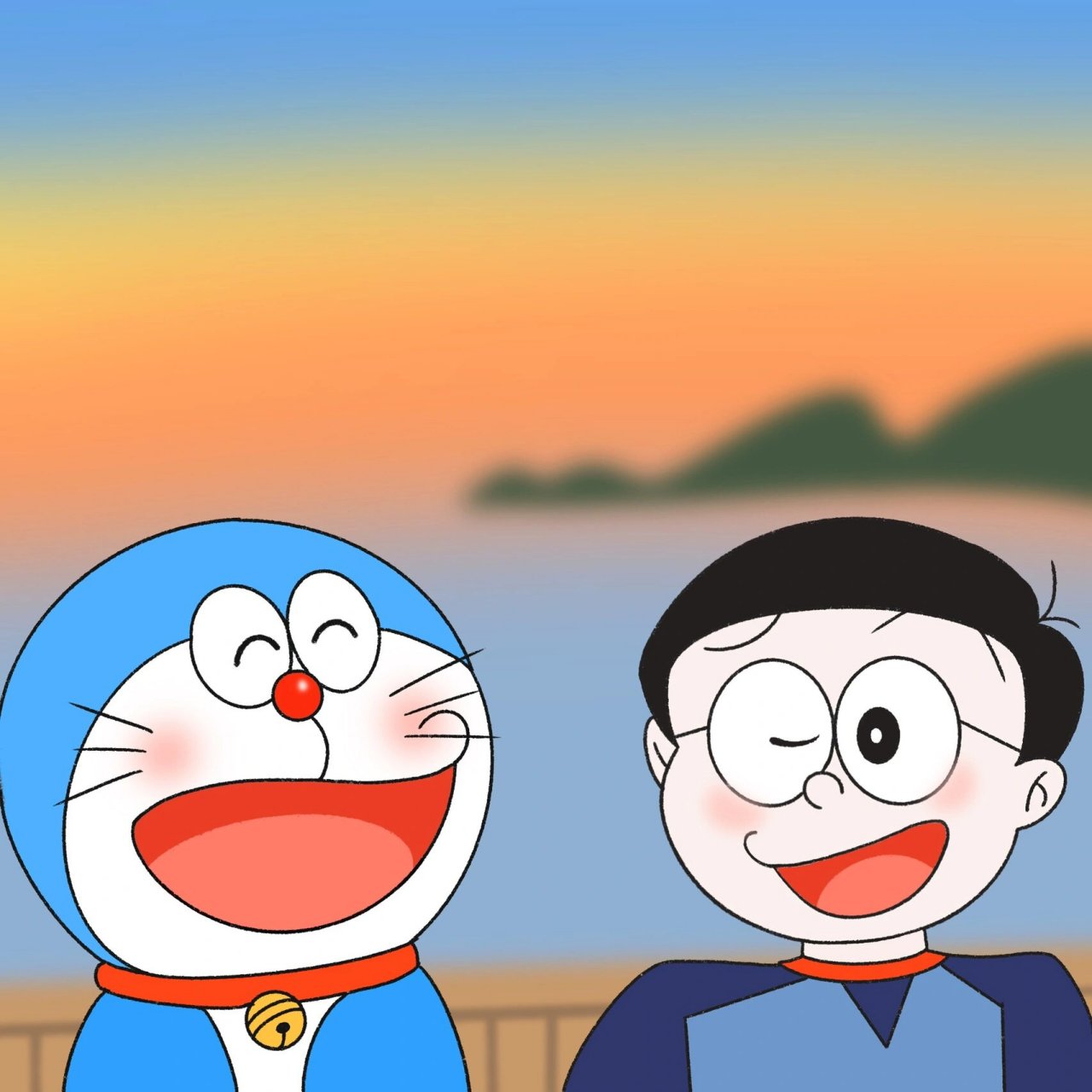 哆啦a梦和大熊 头像分享(附线稿)