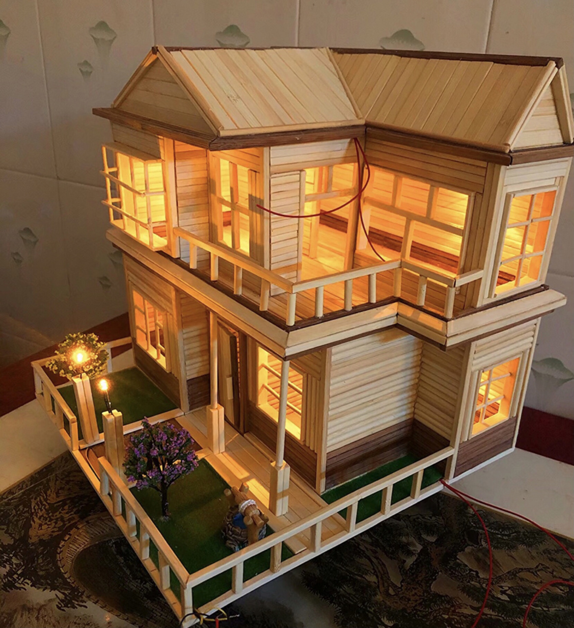 一次性筷子两层简单别墅模型教程 因为这个模型当初设计制作没有记录