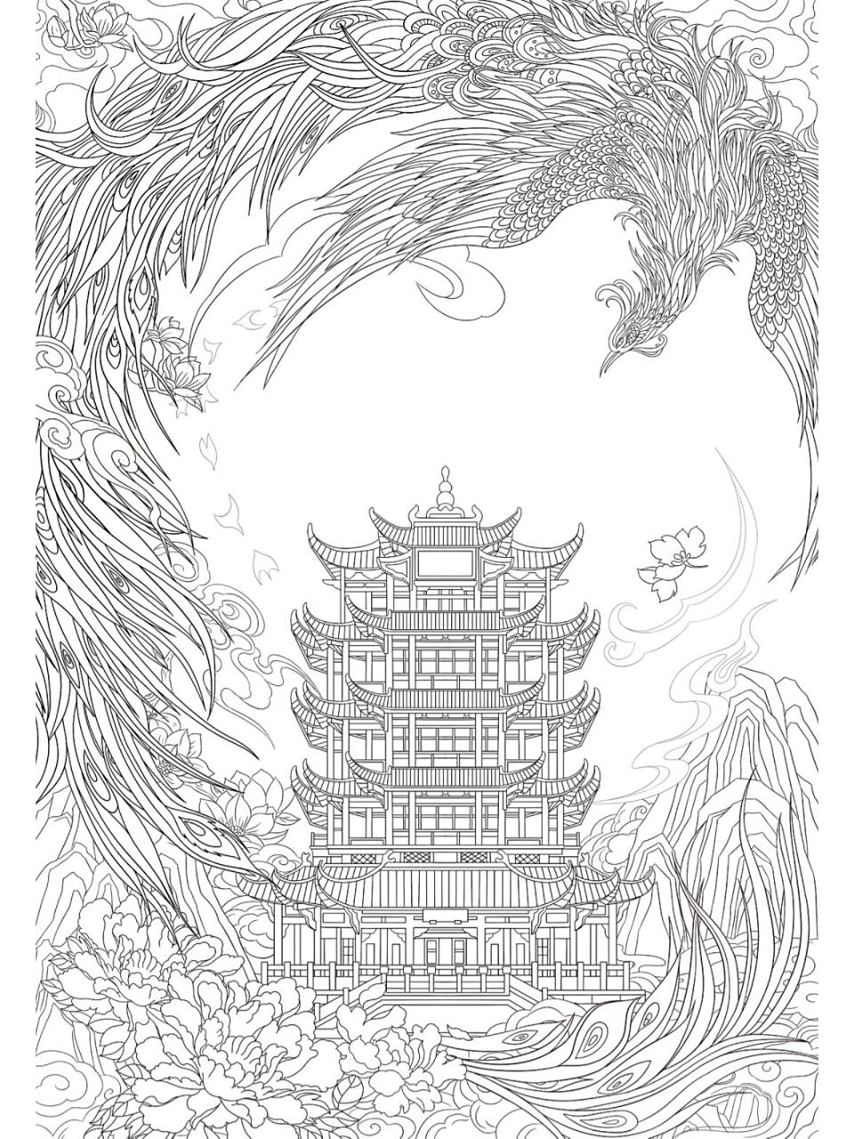 凤凰画法 | 国风神兽线稿 国潮插画动物教程 90这次是画了一个神兽