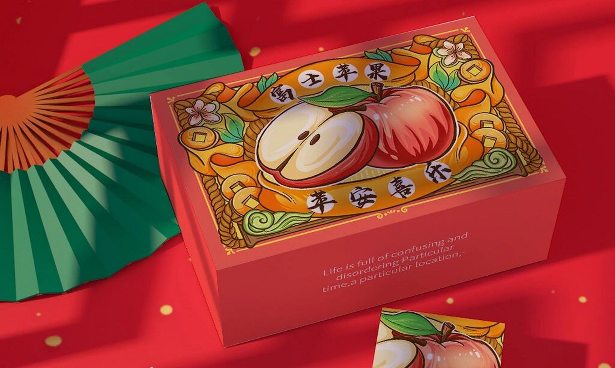 国潮# #插画# #包装# #水果插画# #苹果# #原创插画