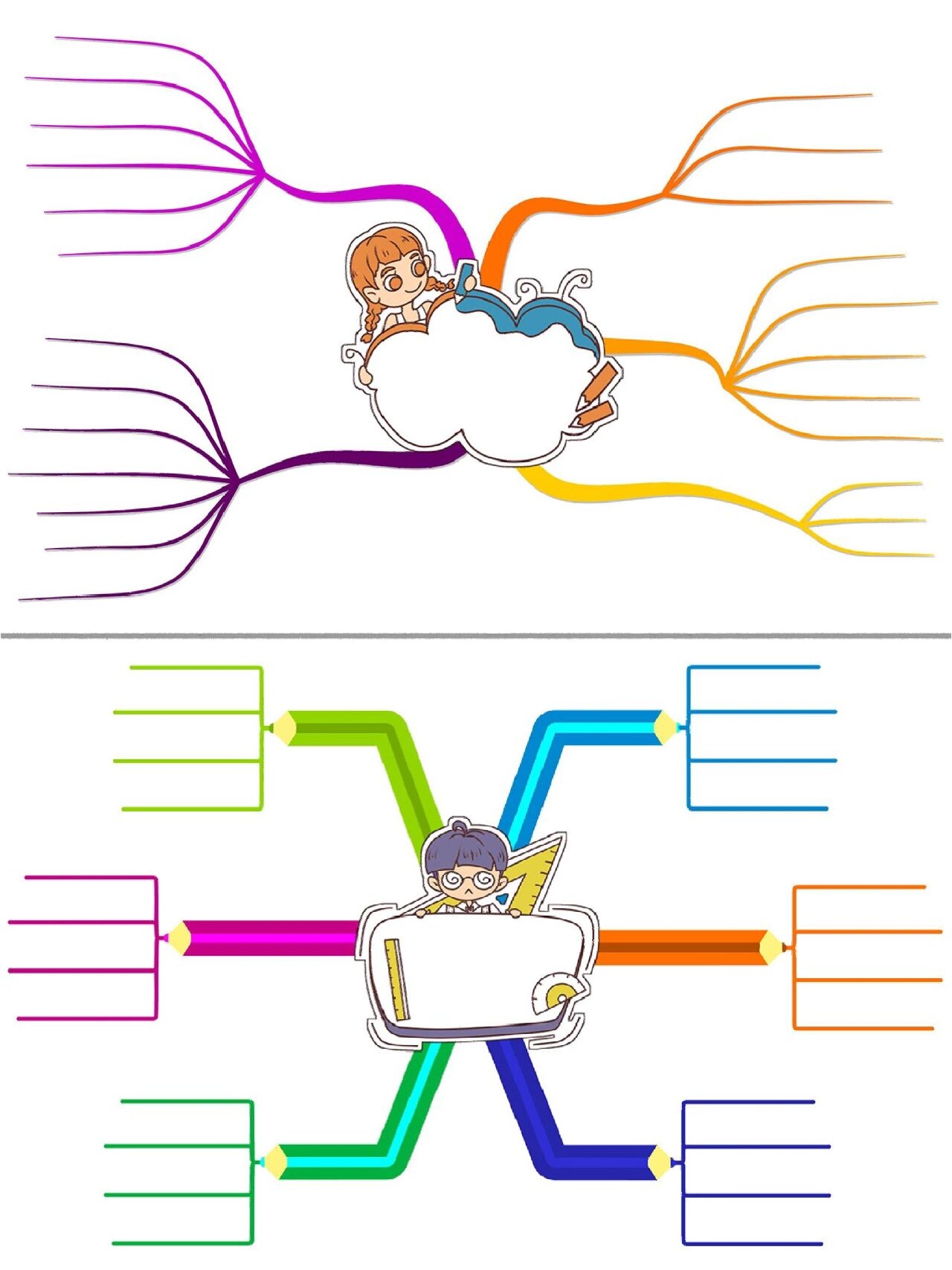 小学数学思维导图模板20张附线稿可打印