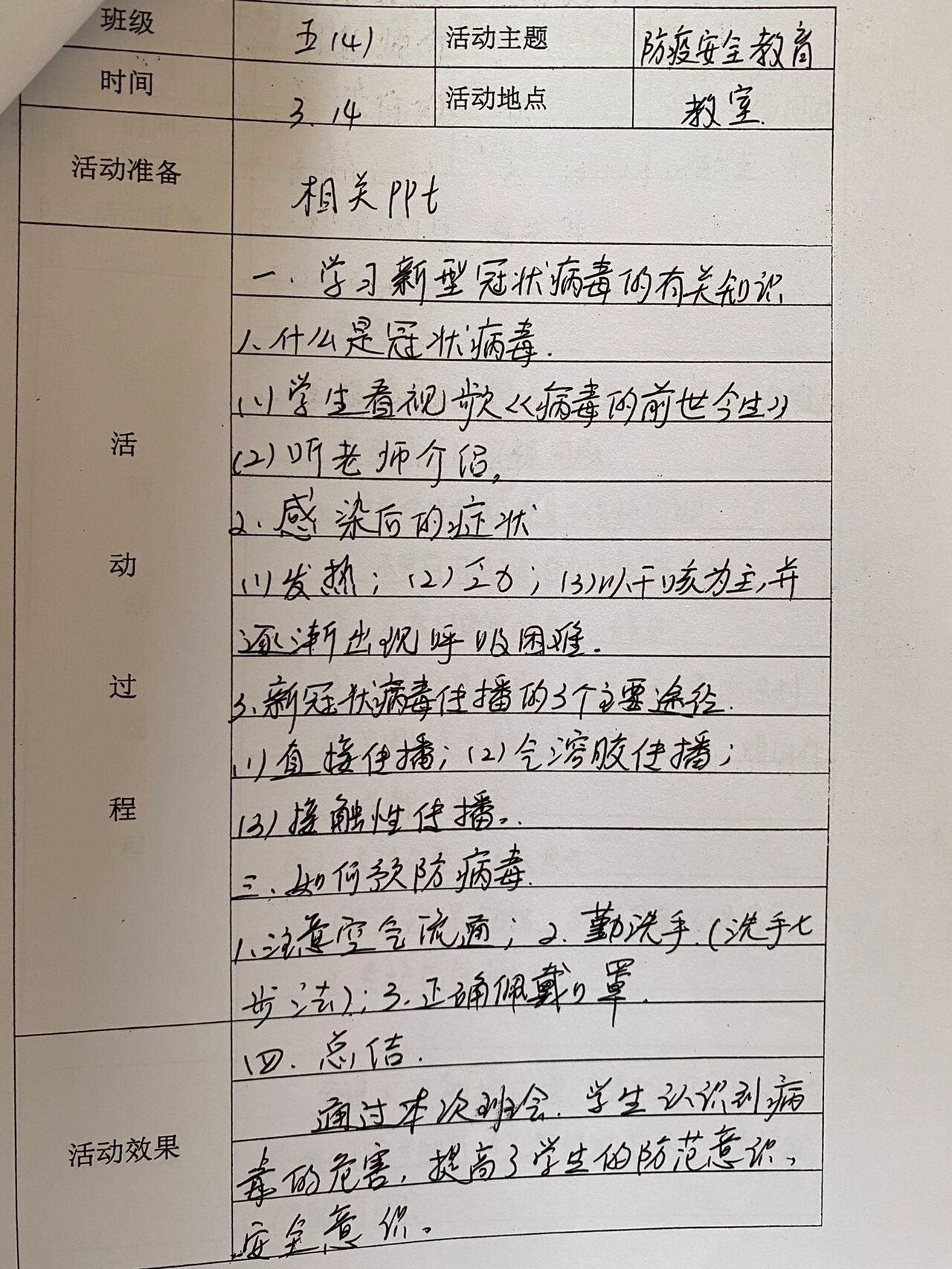 疫情防控班会记录图片