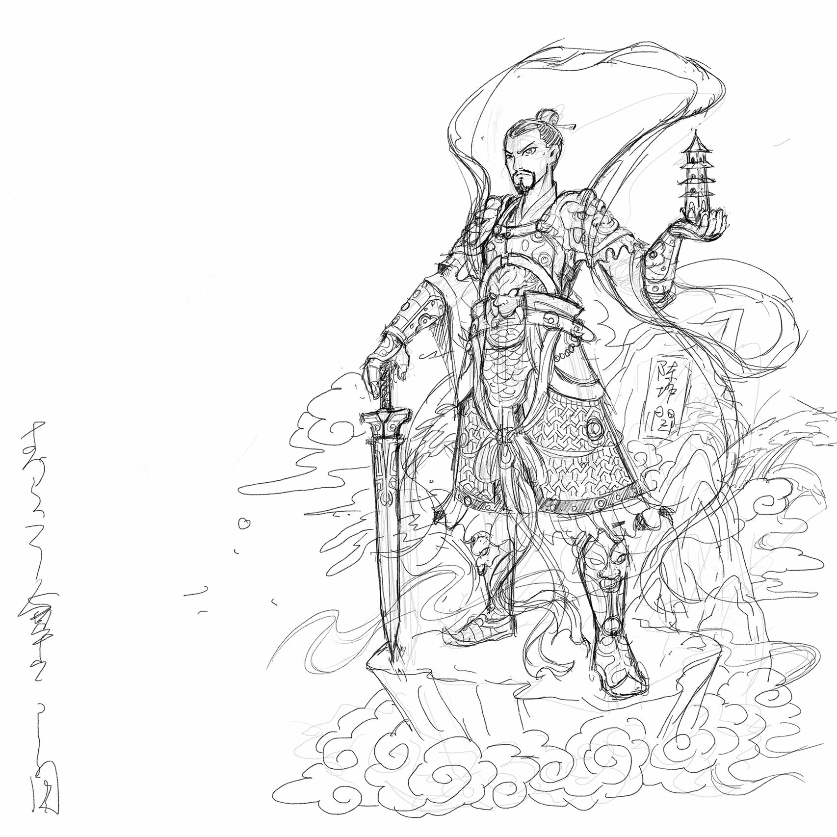 哪吒系列角色图鉴-李靖(绘制过程分享)