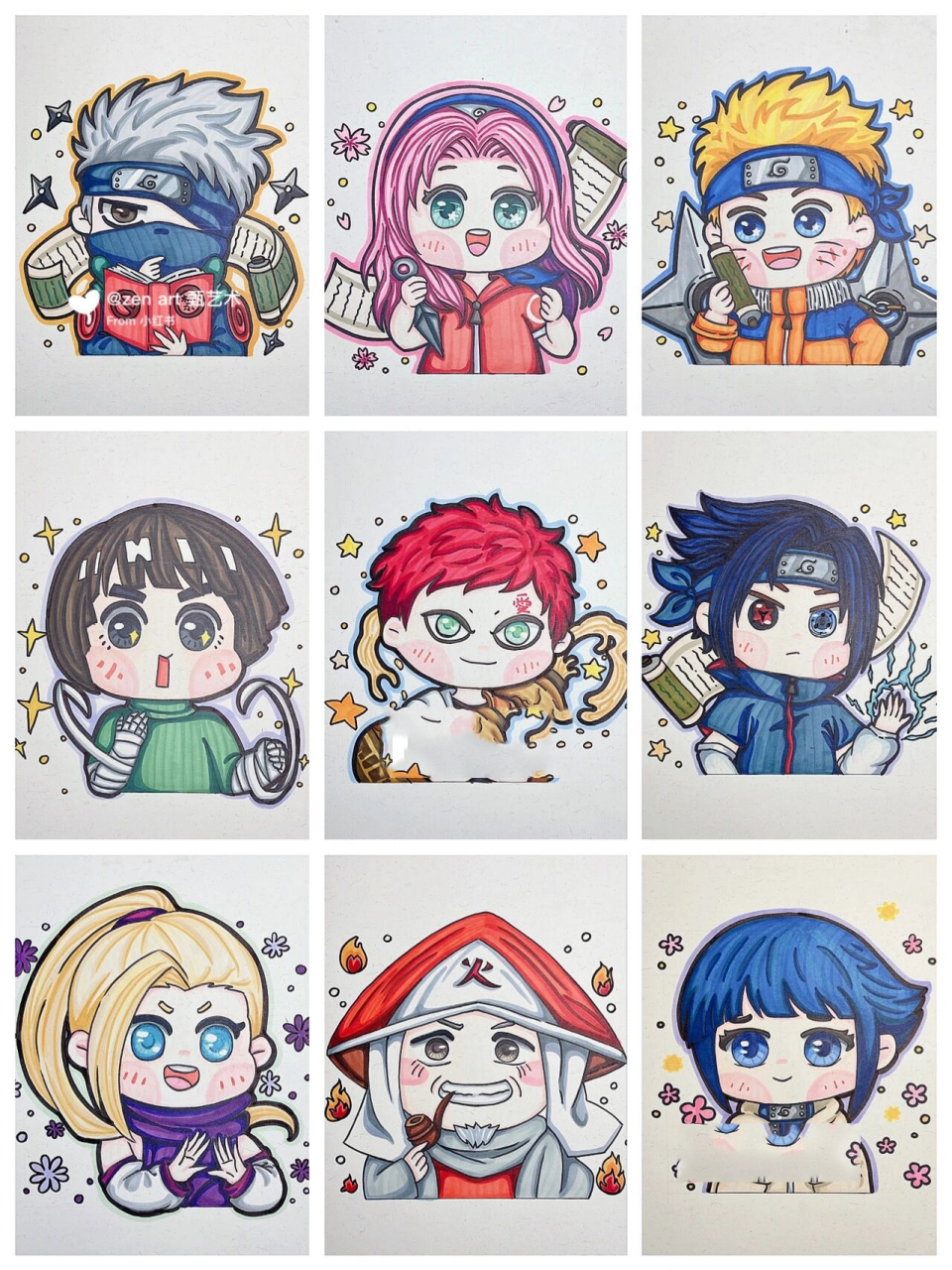 火影忍者|漫画|头像|马克笔绘画|q版头像 电视动画《火影忍者》改编自