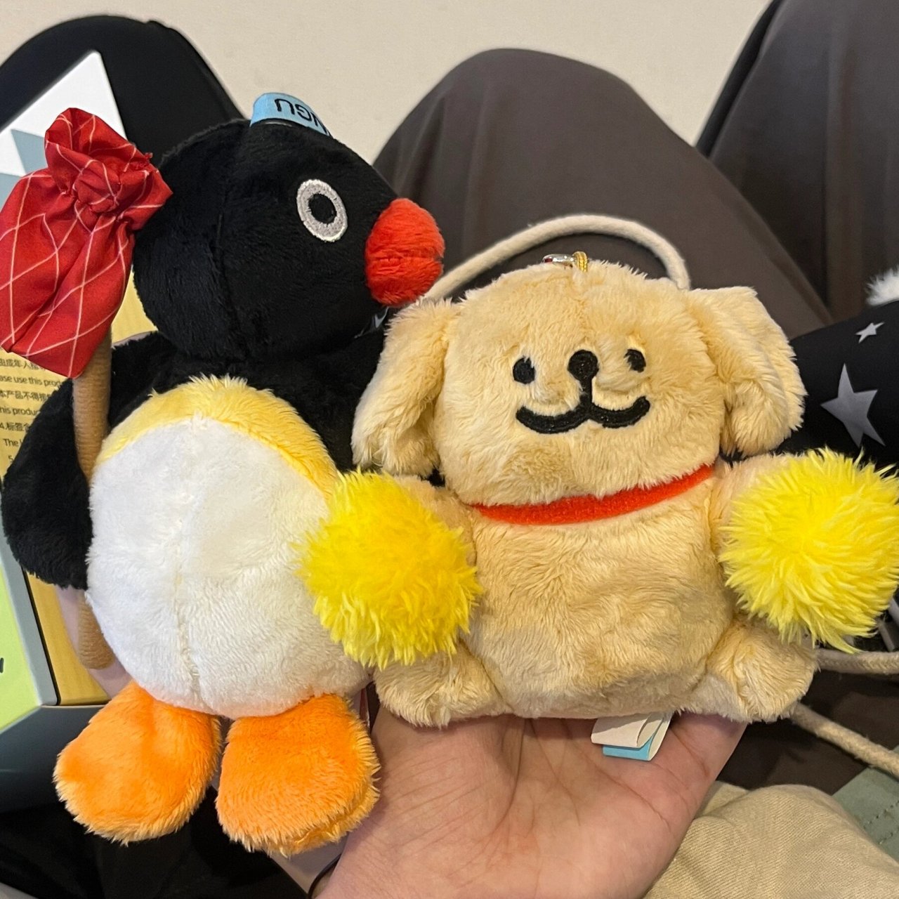 今天去kkv抽盲盒了 我买了一个棉花小兔的和一个线条小狗的 抽到了