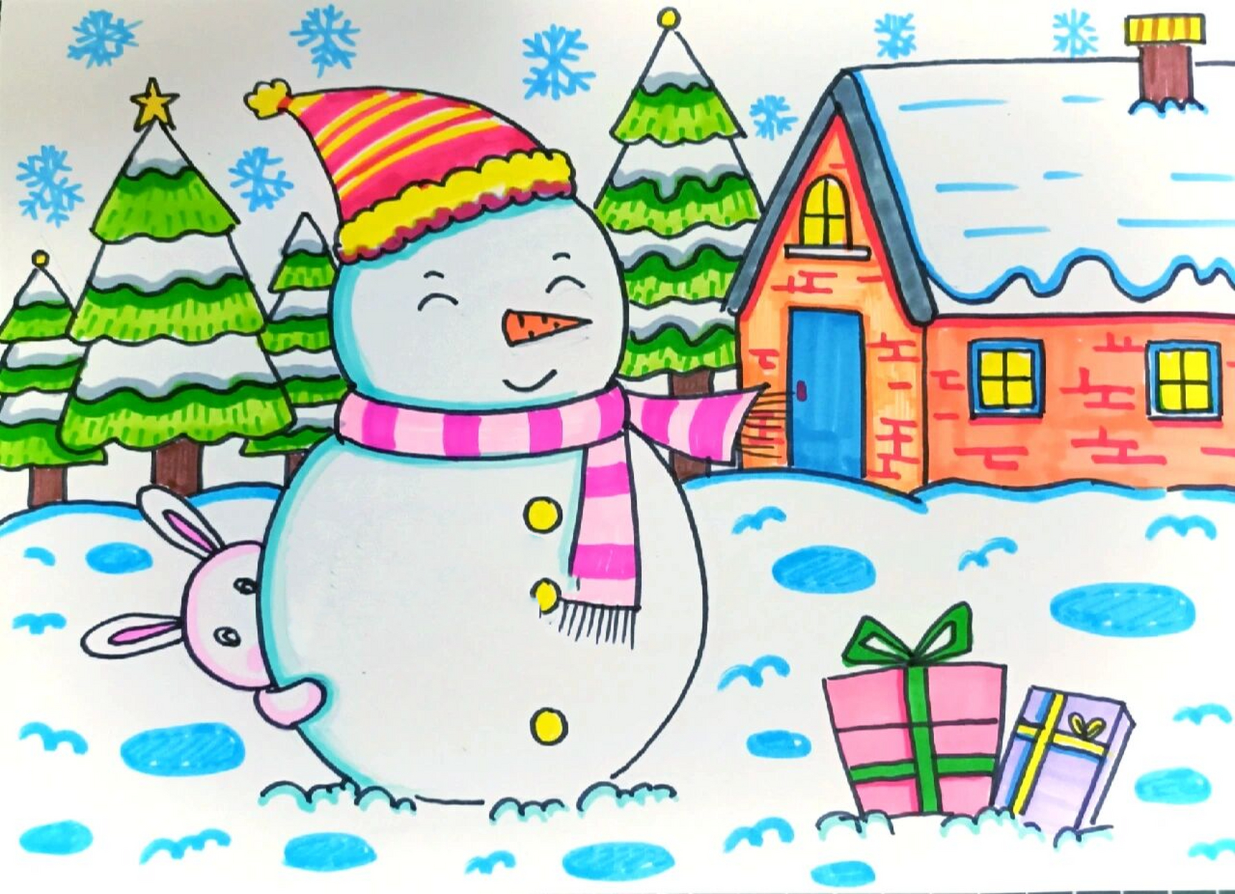 冬天画画图片儿童简单图片