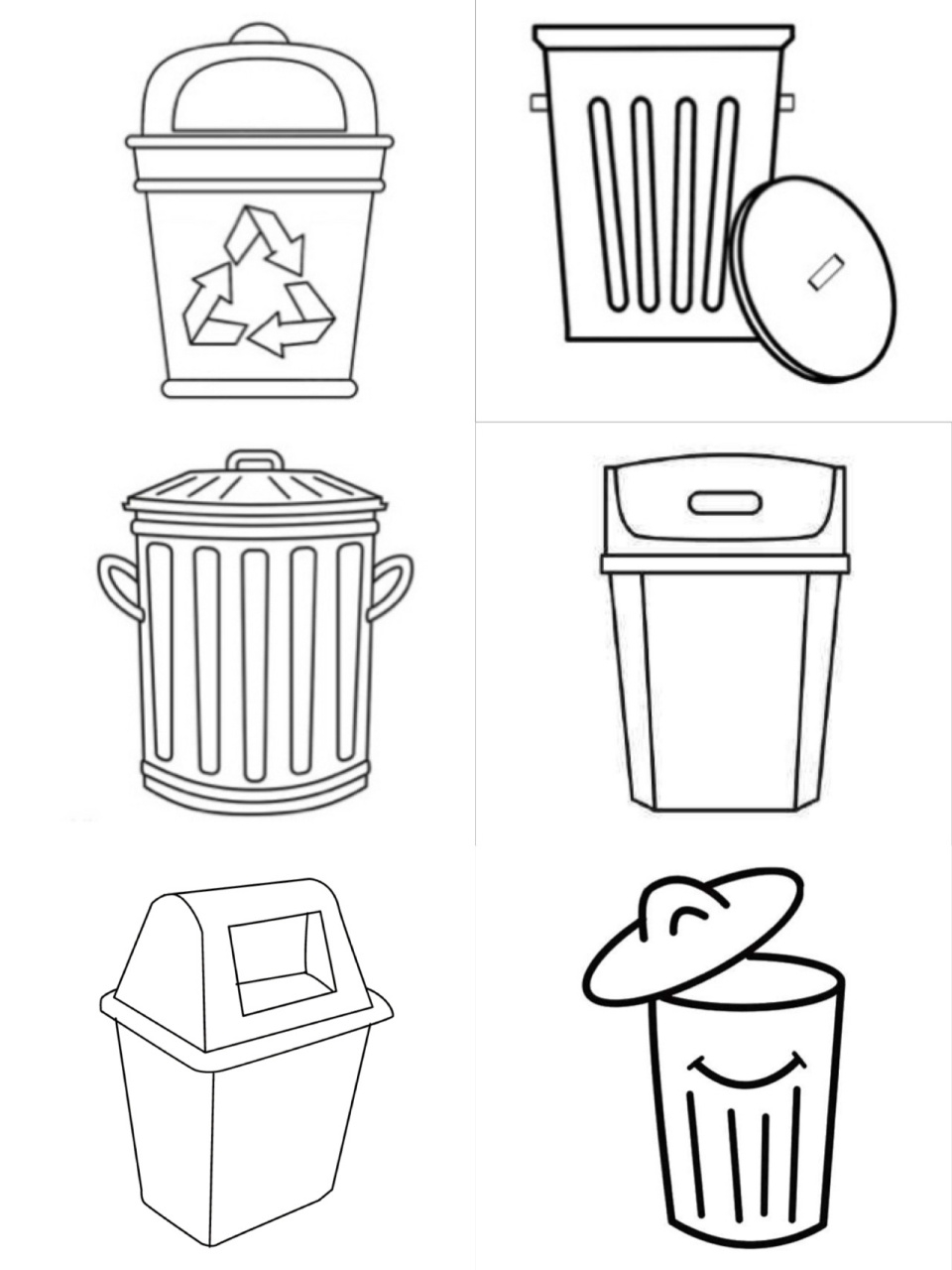 【简笔画】垃圾桶,垃圾分类,绿色环保