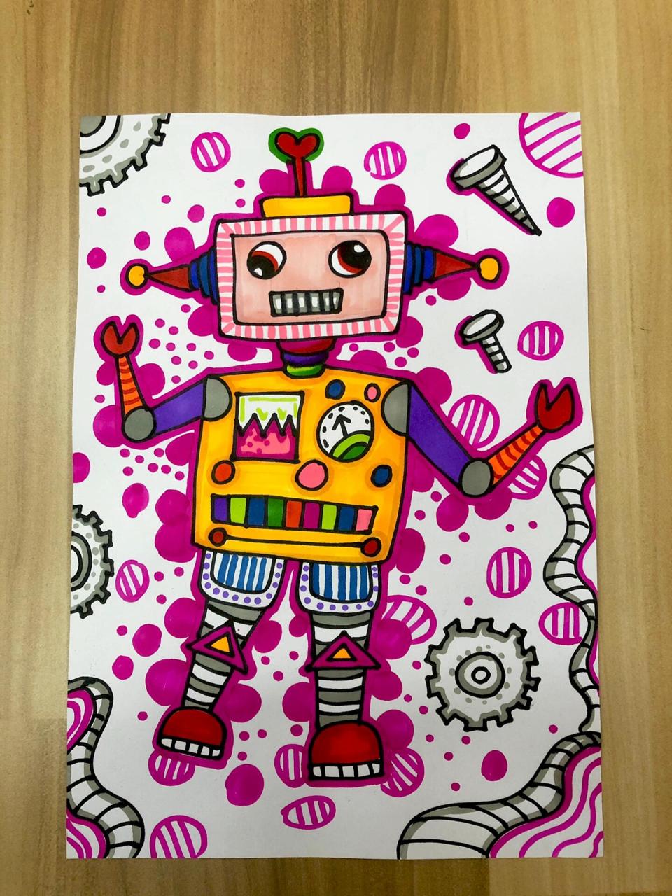 创意美术《机器人06》 1,观察机器人图片,了解机器人的基本特点,让