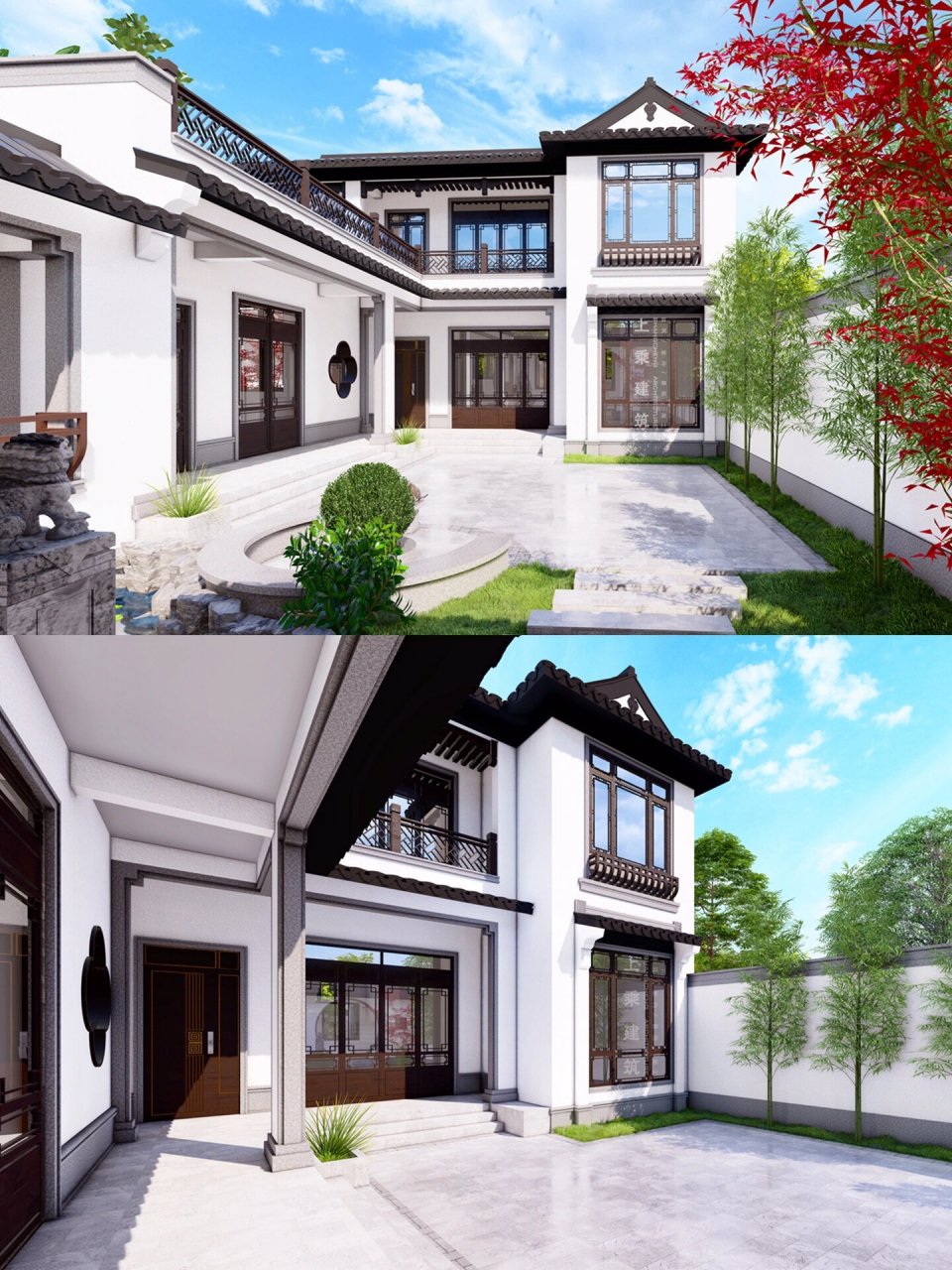 河南周口带厢房二层中式合院别墅|附平面图