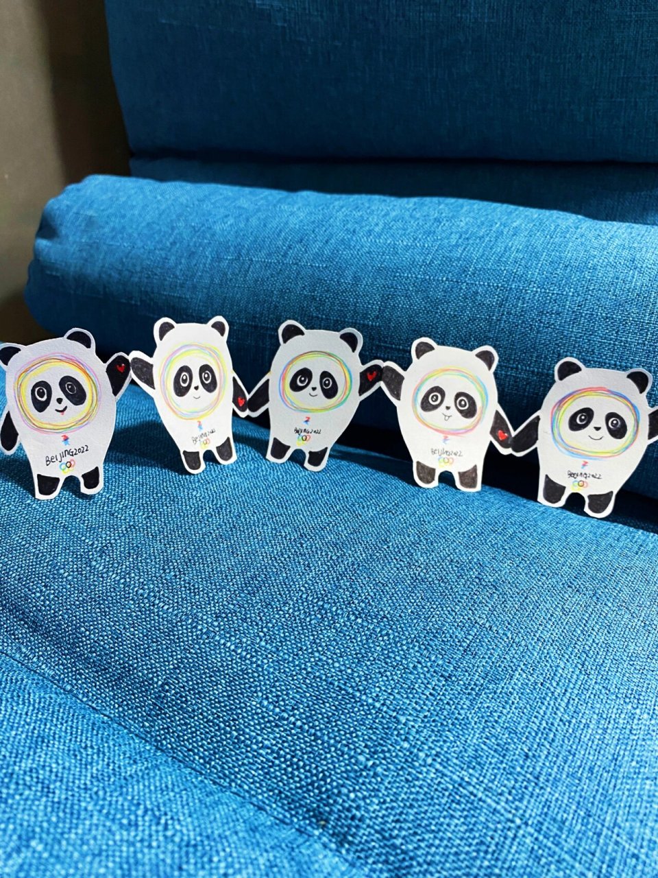 冰墩墩手拉手diy手工剪纸教程简笔画 30分钟的努力给大家出的教程 冰