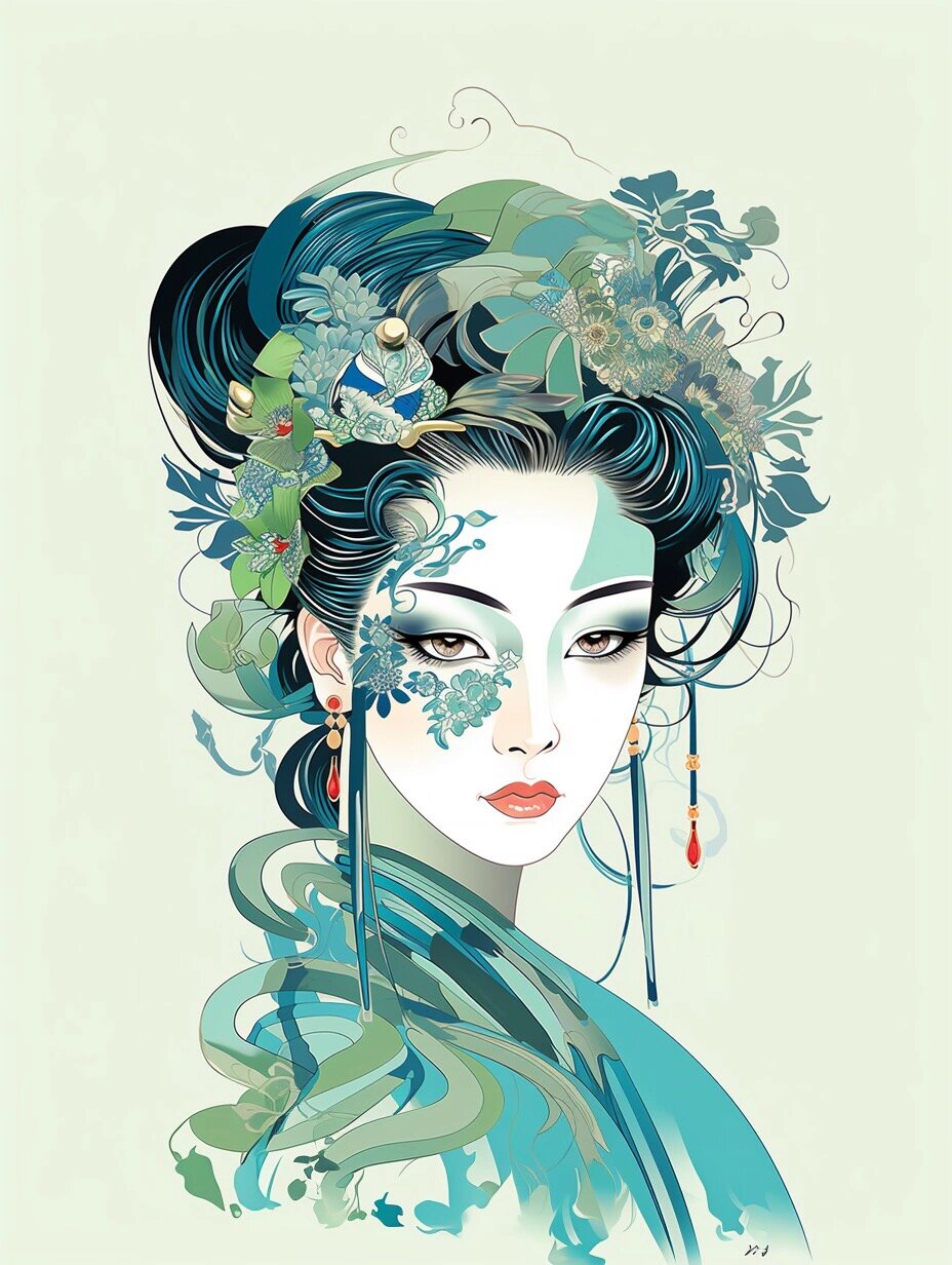 国风·国粹·戏曲人物系列头像 继续我喜欢的蓝绿色调