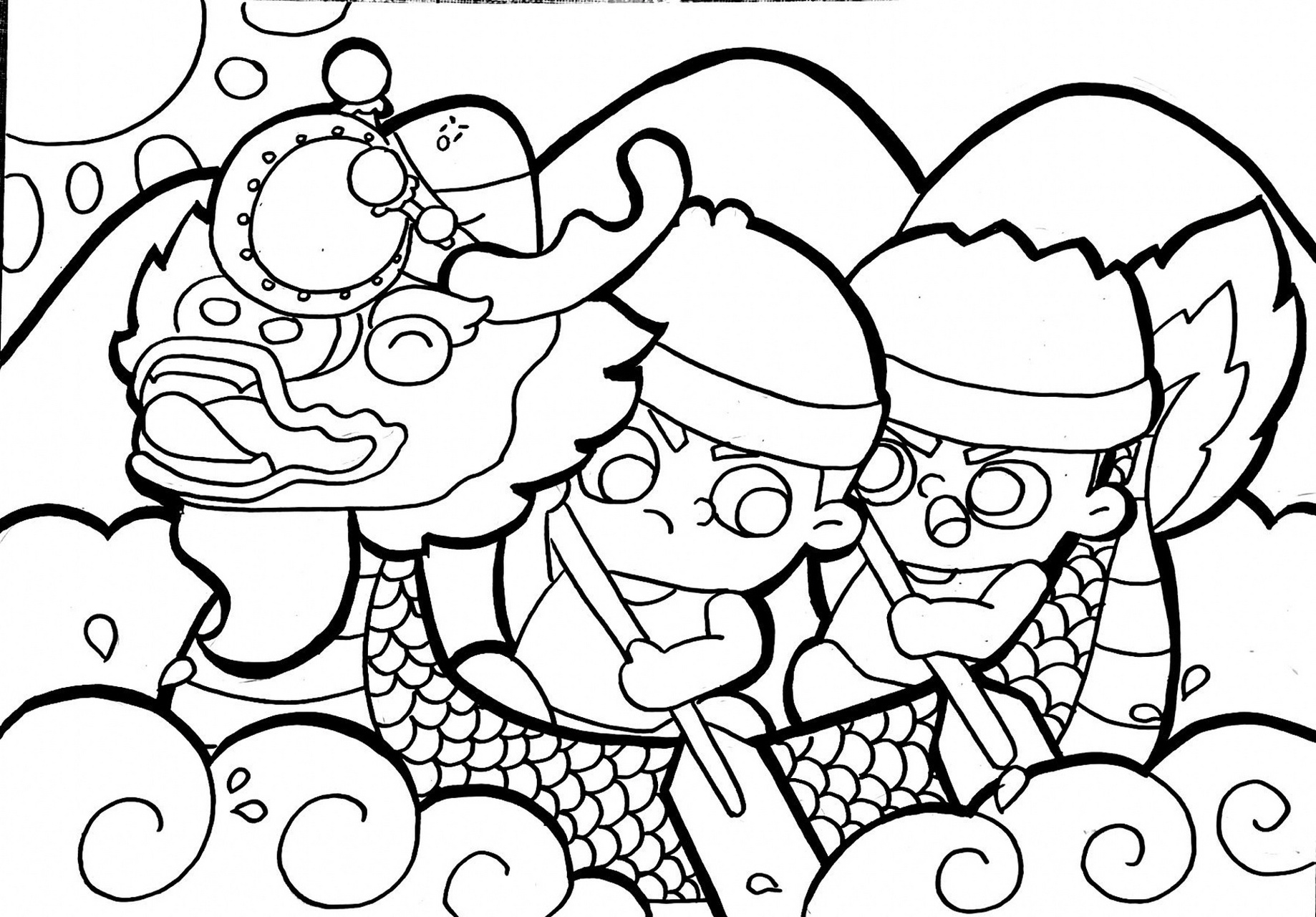 绘画小课堂97赛龙舟|端午节|快乐的节日 涂色版来啦～节日的画面就