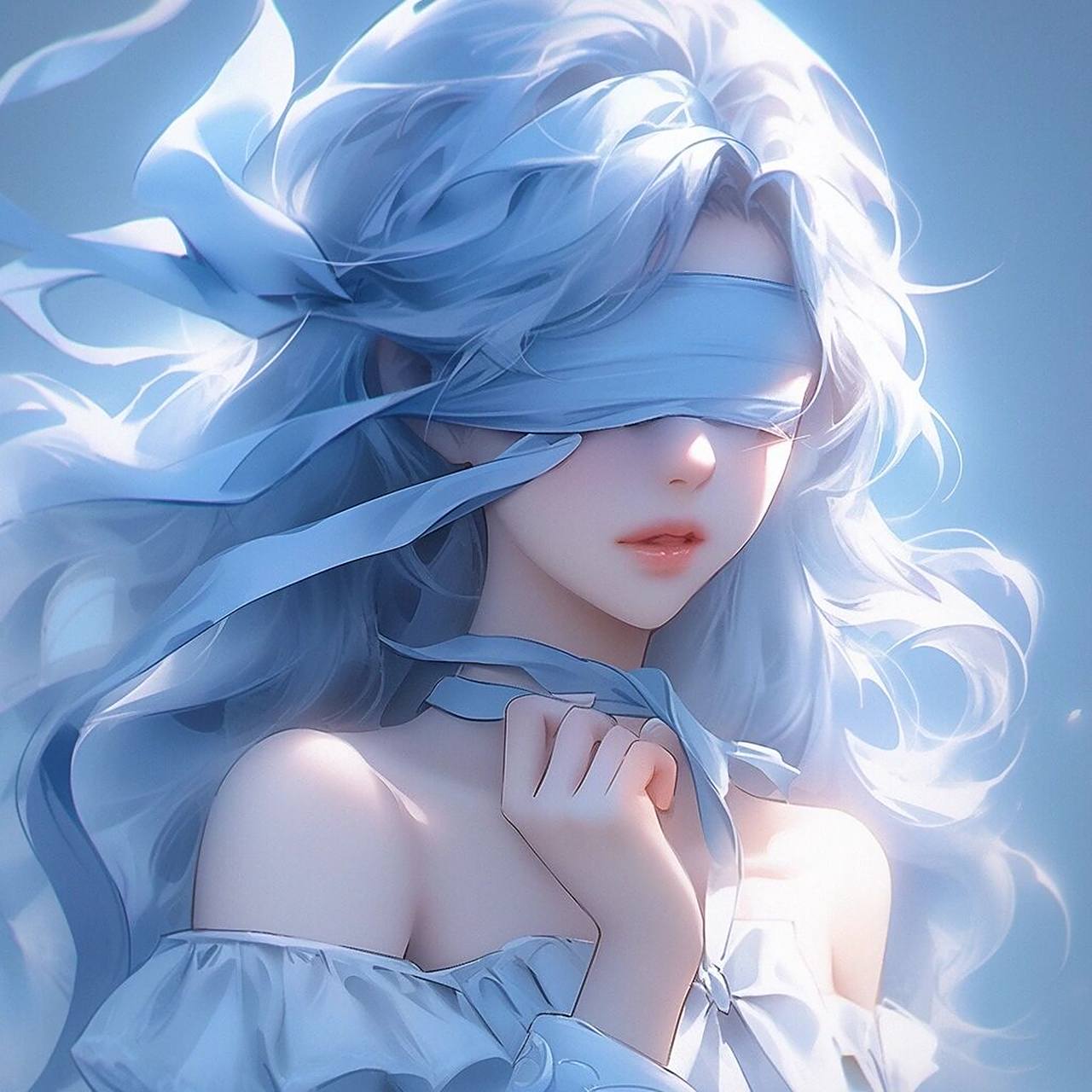 女生头像丨蓝色,眼罩