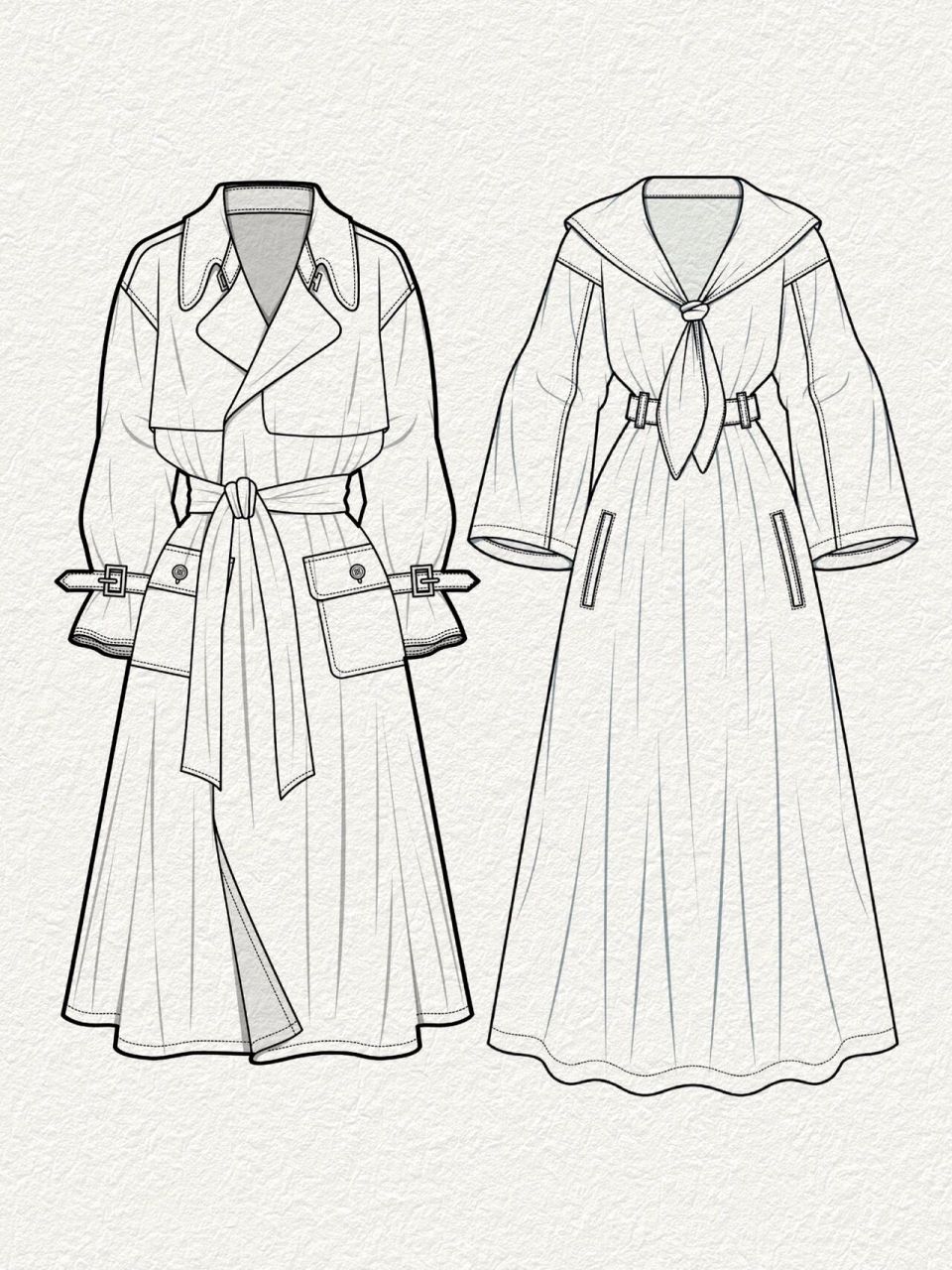 服装设计 | 34款风衣款式图分享(上篇)