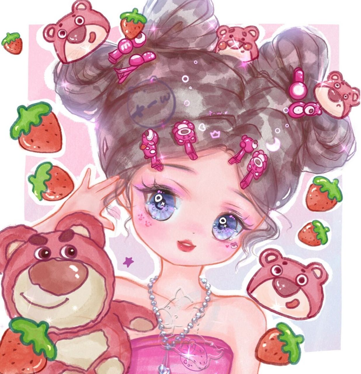 莓心没莓肺,莓烦恼91 老师: 画中小仙女: 	 #佳儿绘画挑战营# #佳儿