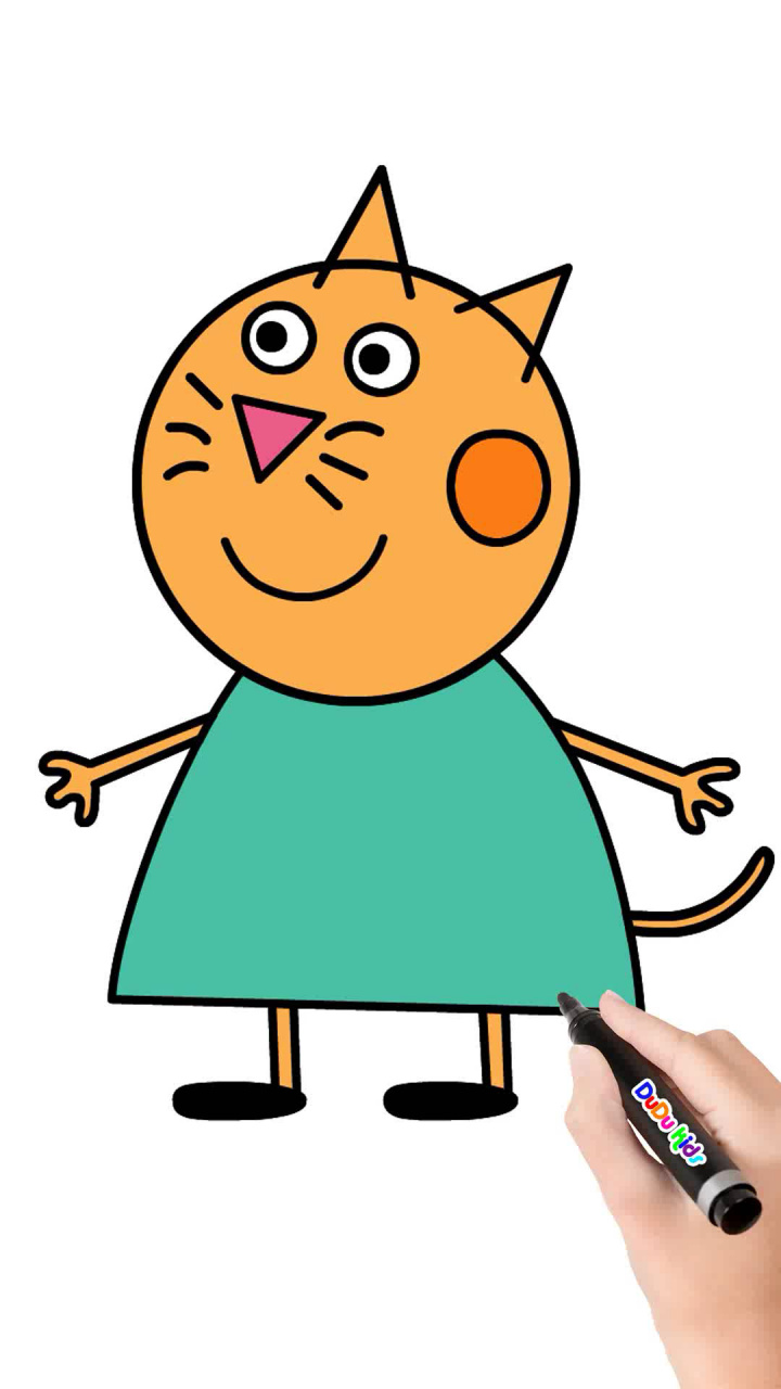怎样画小猫坎迪简笔画93小猪佩奇朋友绘画   每日一画   怎样画小猫