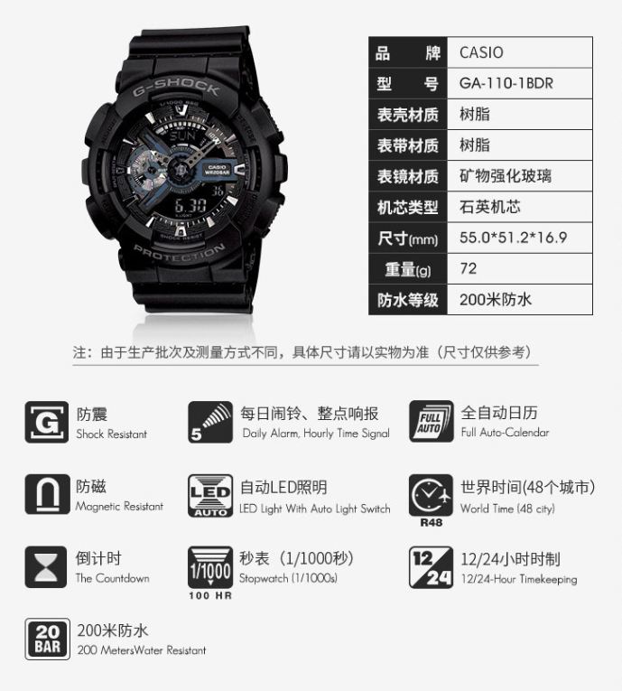 卡西欧ga710和ga110有什么区别