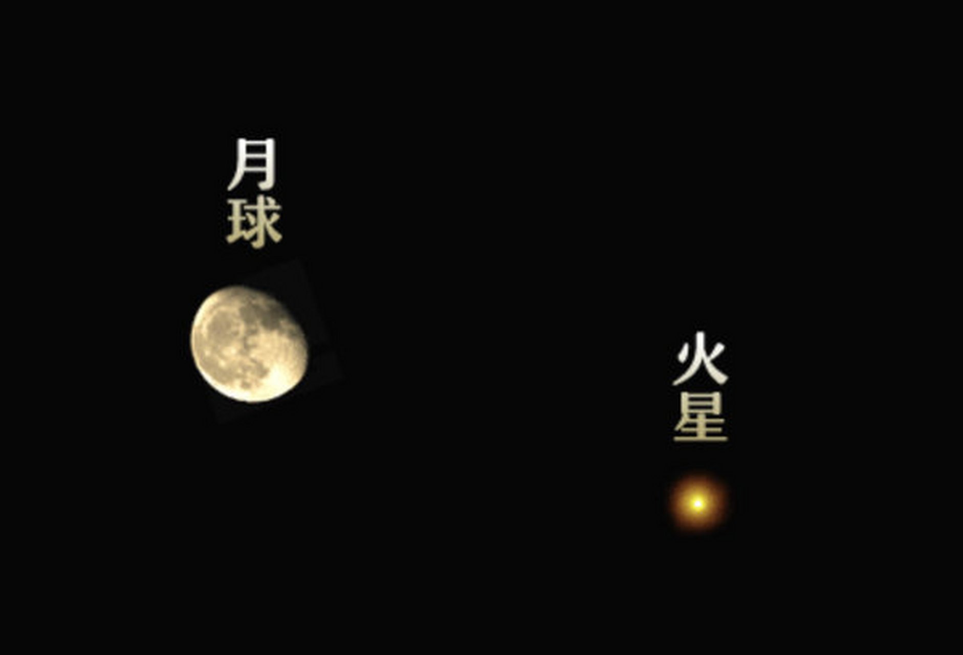 火星合月今晚上演图片