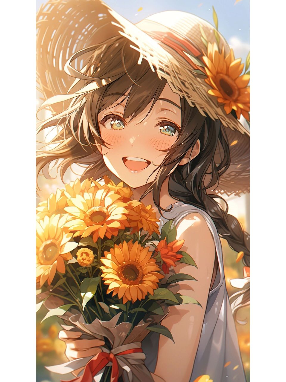 拥抱向日葵女孩,治愈系头像 向日葵寓意沉默的爱,但这一次我想好好