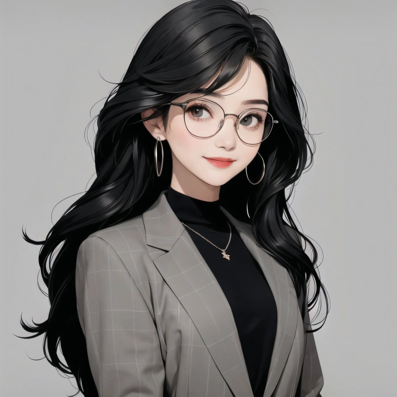 7815职场精英女神头像之灰色西装