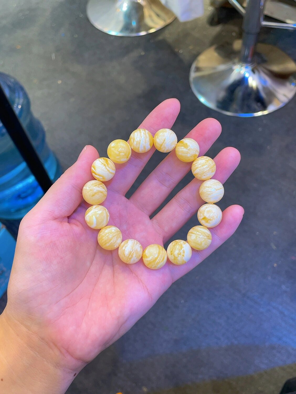 14mm蜜蜡虎皮纹手串 23.35克,蜡质浓郁,花纹漂亮