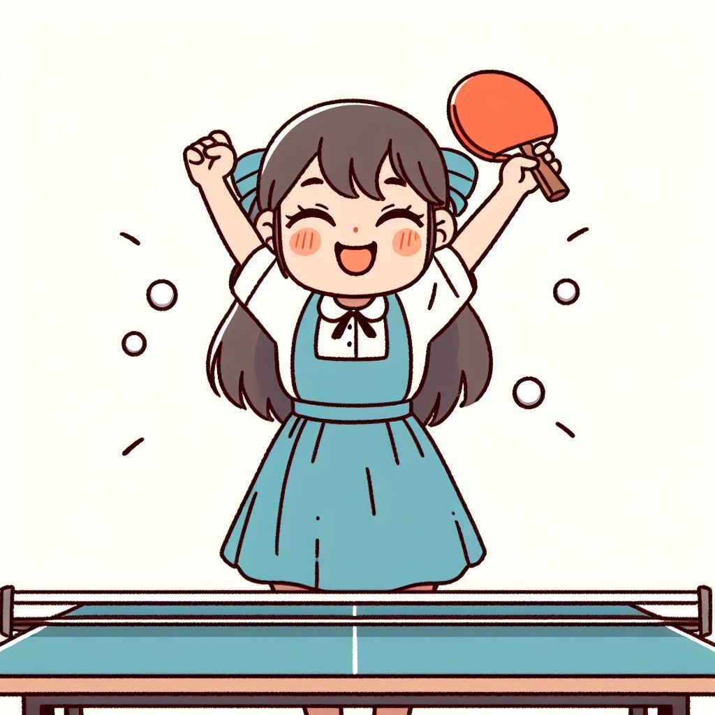 给女儿的涂色简笔画 - 乒乓球比赛的胜利